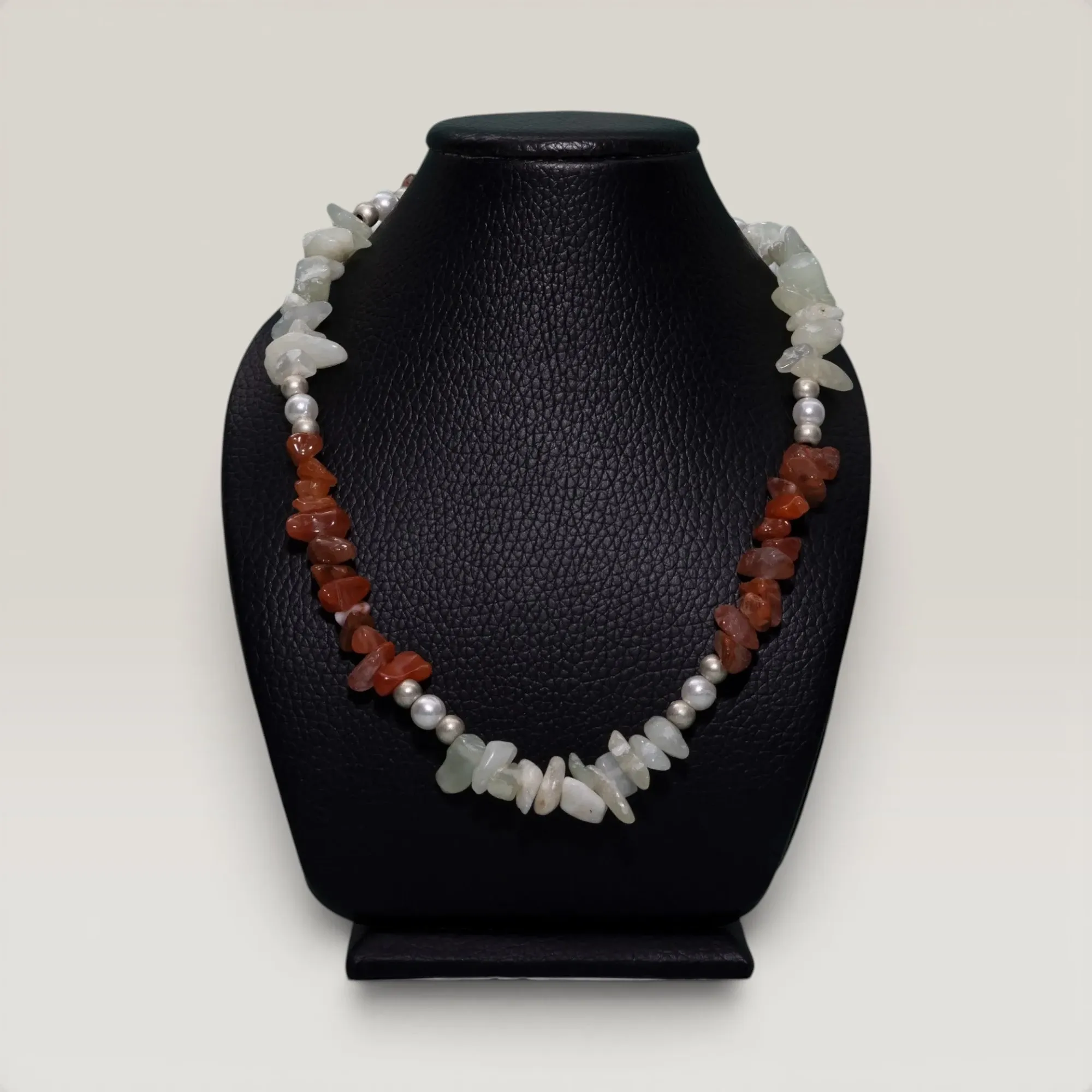 Multicolor Stone Pendant Necklace in 925 Sterling Silver Handmade