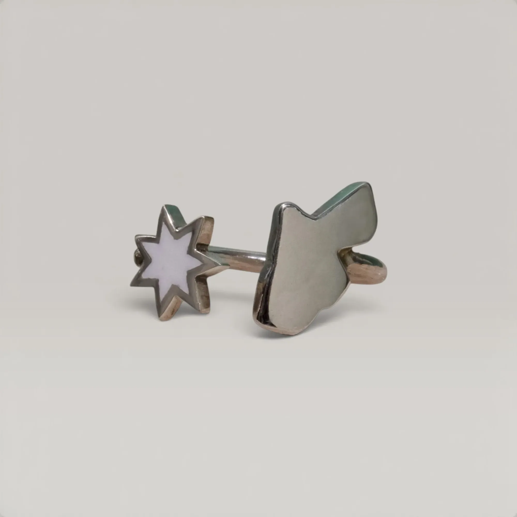 Stamped Star Ring with Custom Color Choice in 925 Sterling Silver