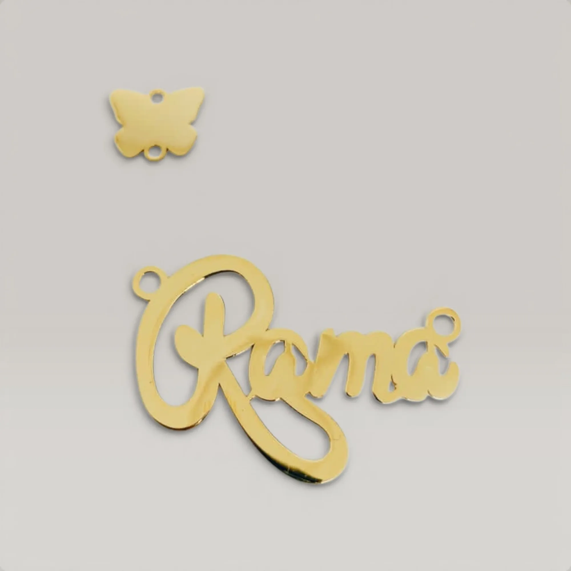 Name & Butterfly Necklace in 925 Sterling Silver Gold Plated