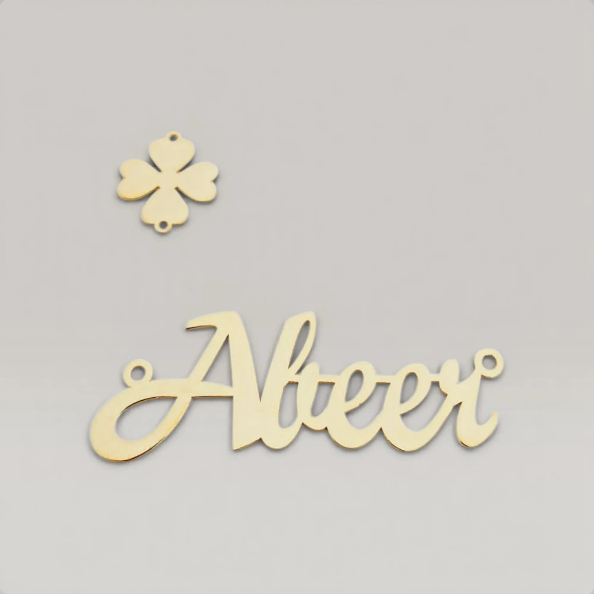 Personalized Name & Leaf Necklace in 925 Silver Gold Plated