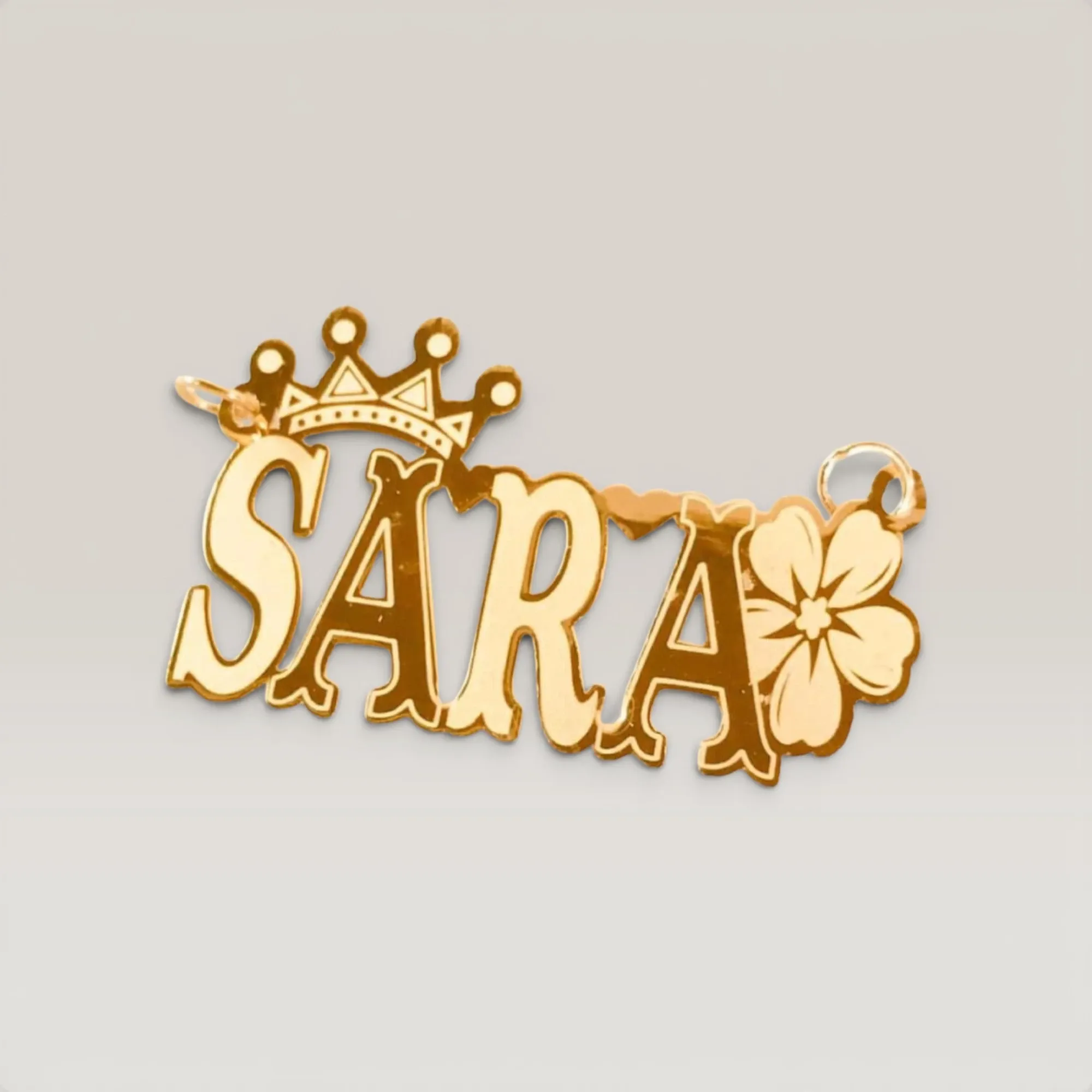 Name Crown Rose Necklace with Diacritics in 925 Silver Gold