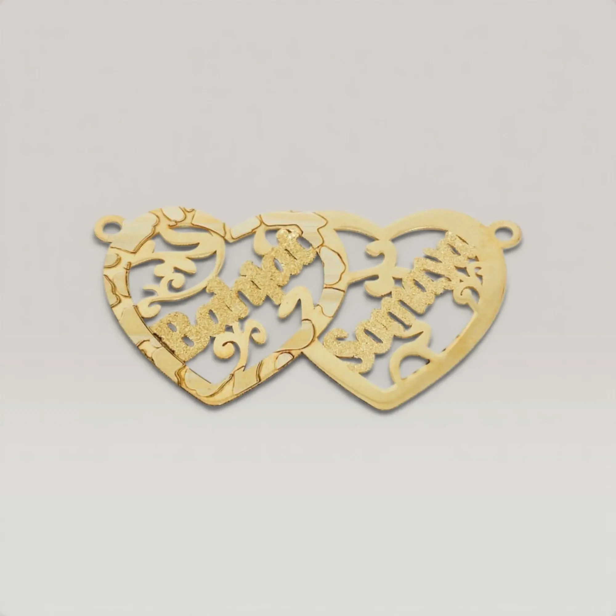 Double Heart Name Necklace with Diacritics in 925 Silver Gold