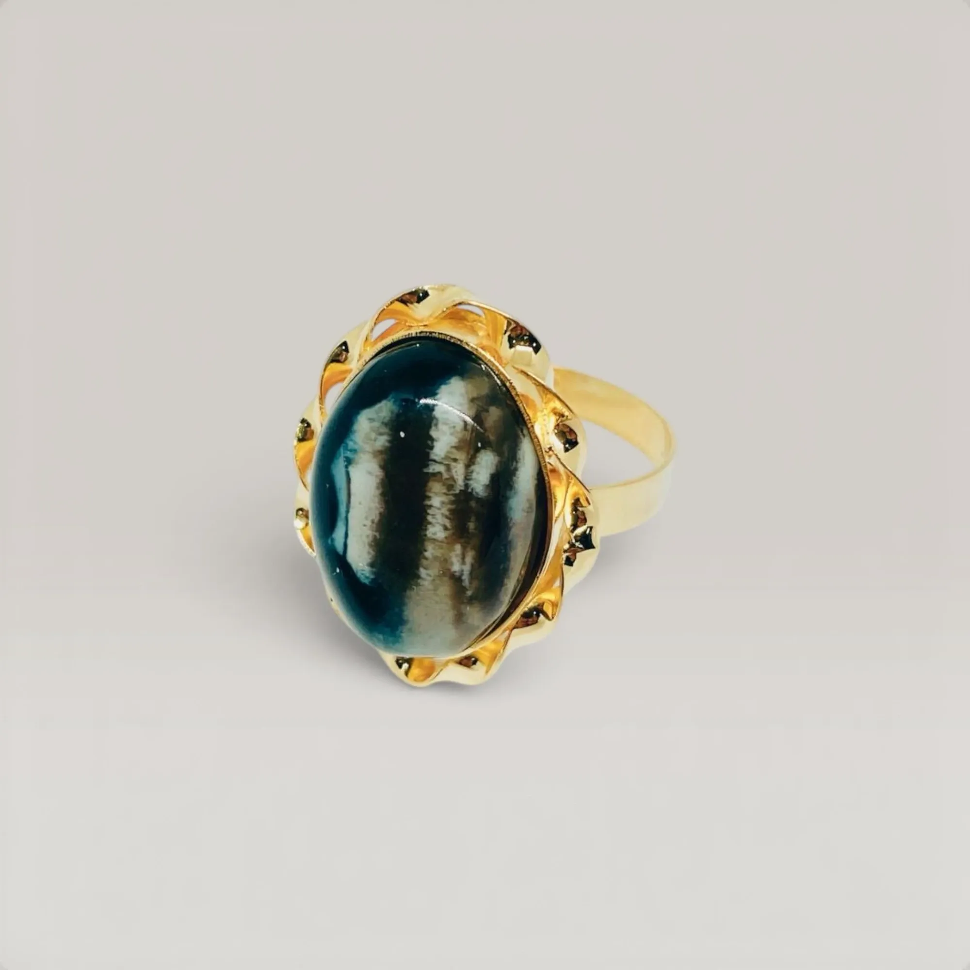 Custom Stone Ring in 925 Sterling Silver Gold Plated Handmade
