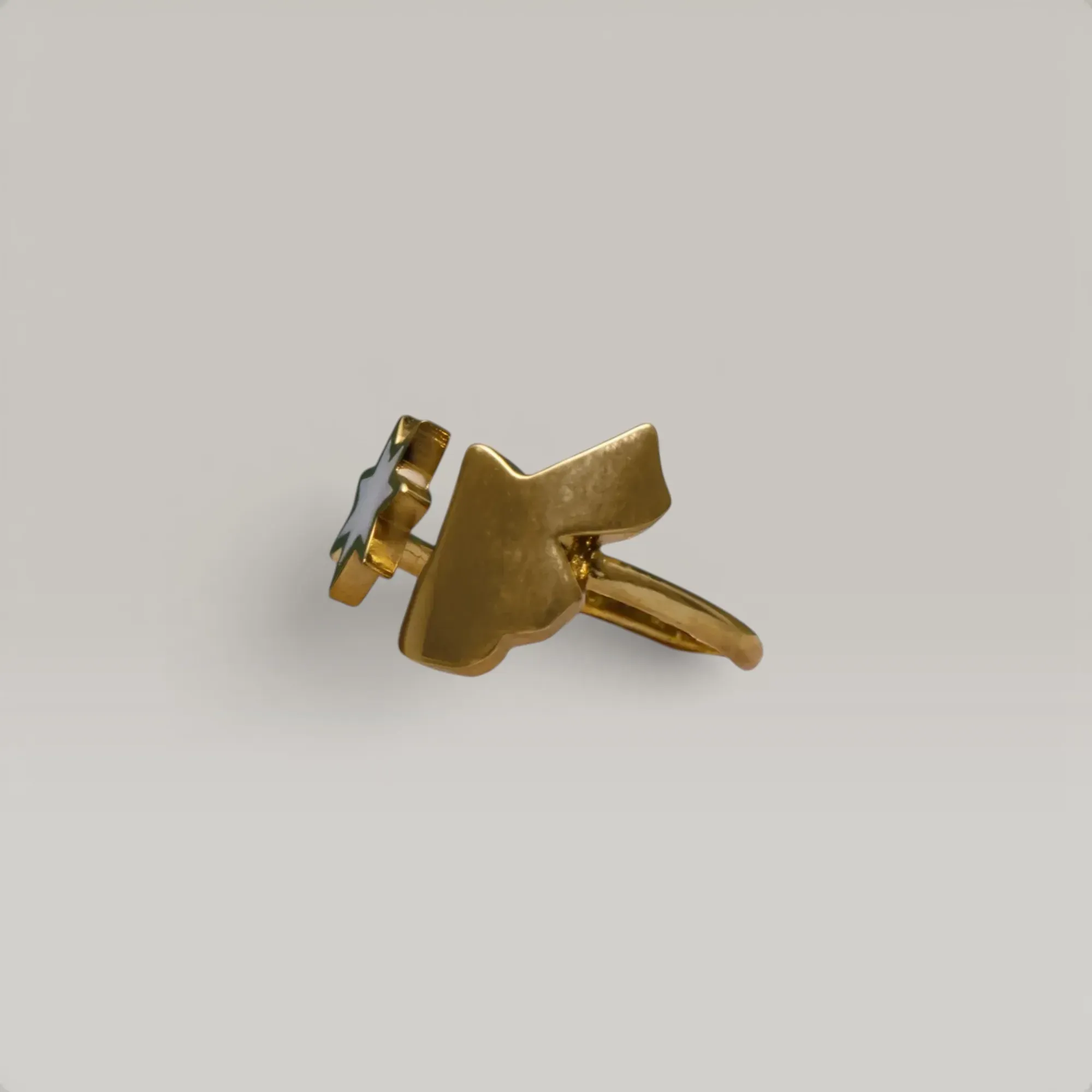 Star Ring in 925 Sterling Silver with Gold Plating Handmade Design