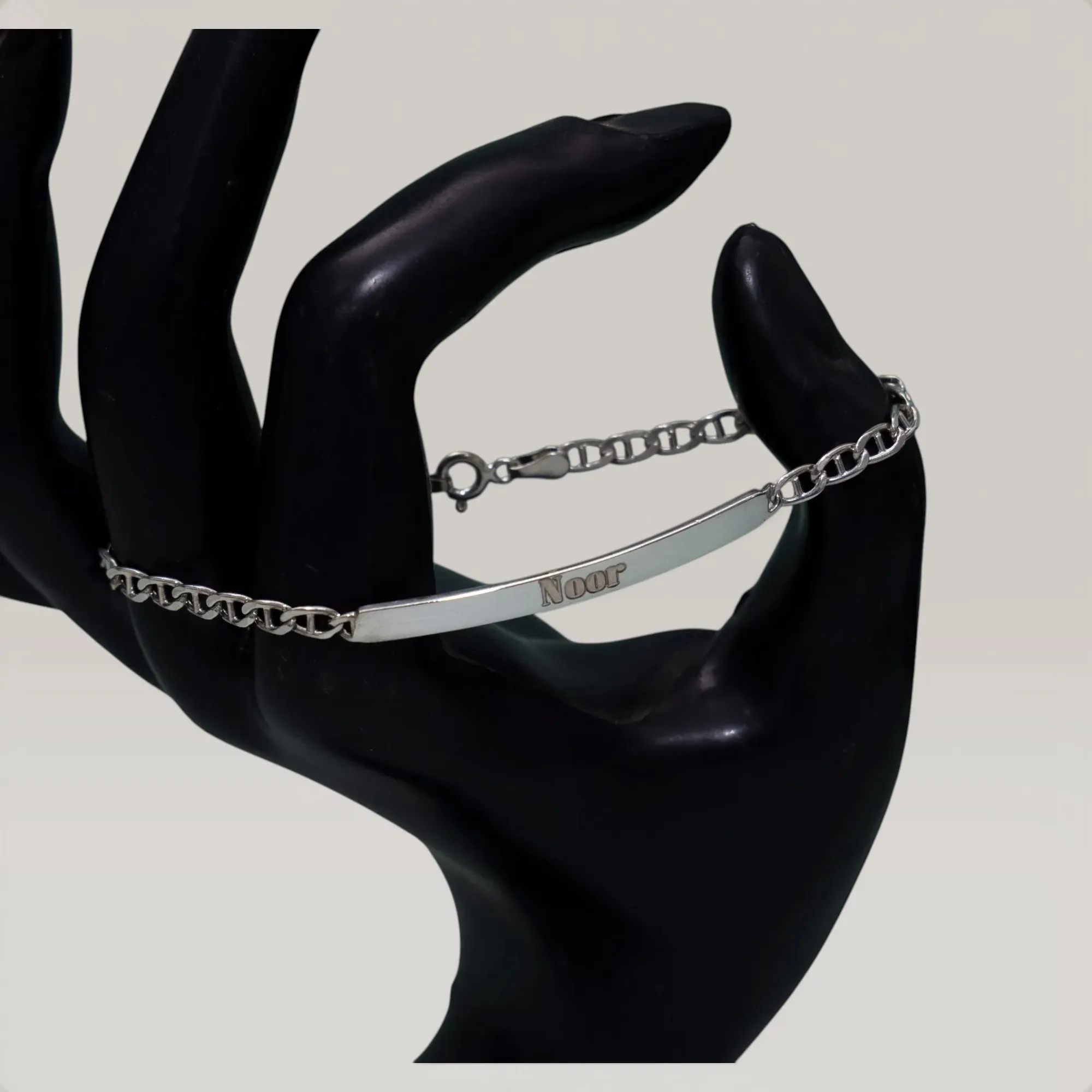 Laser Engraved Bracelet in 925 Sterling Silver Handmade Custom
