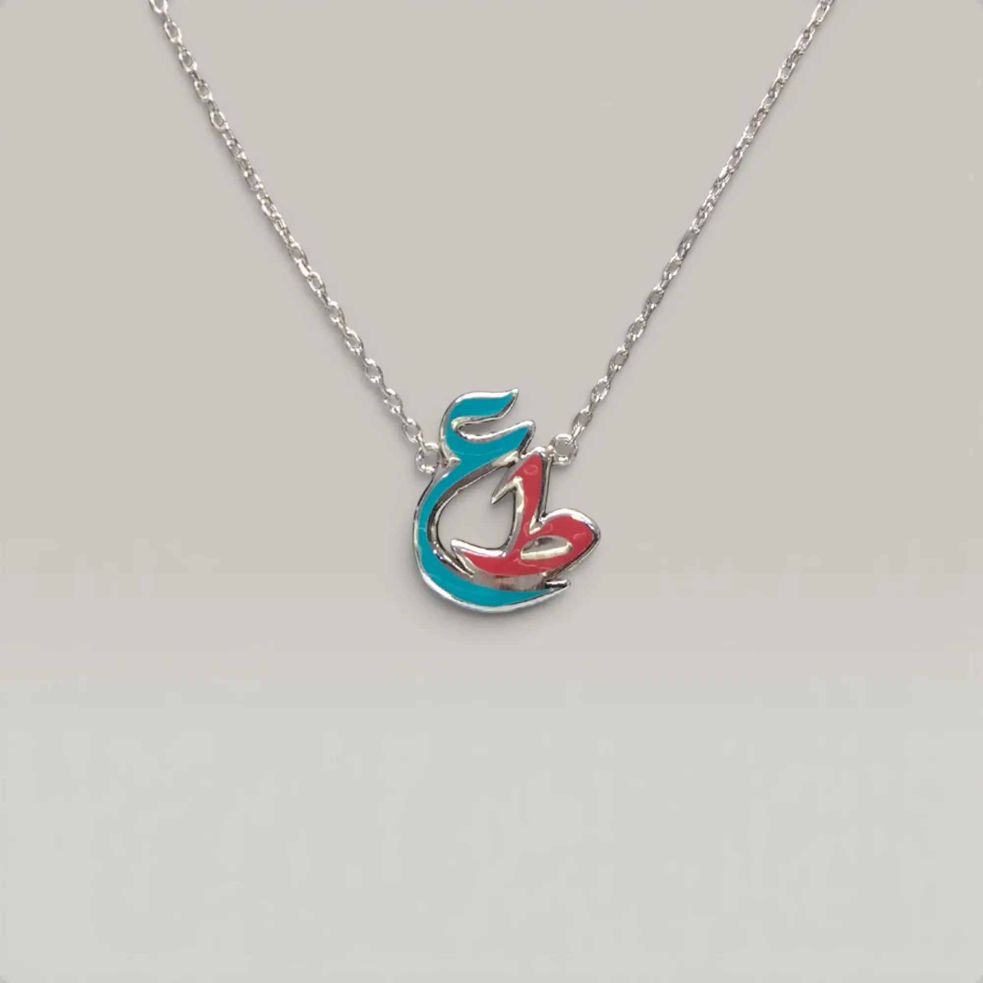 Colored Enamel Letter Necklace in 925 Sterling Silver Handmade