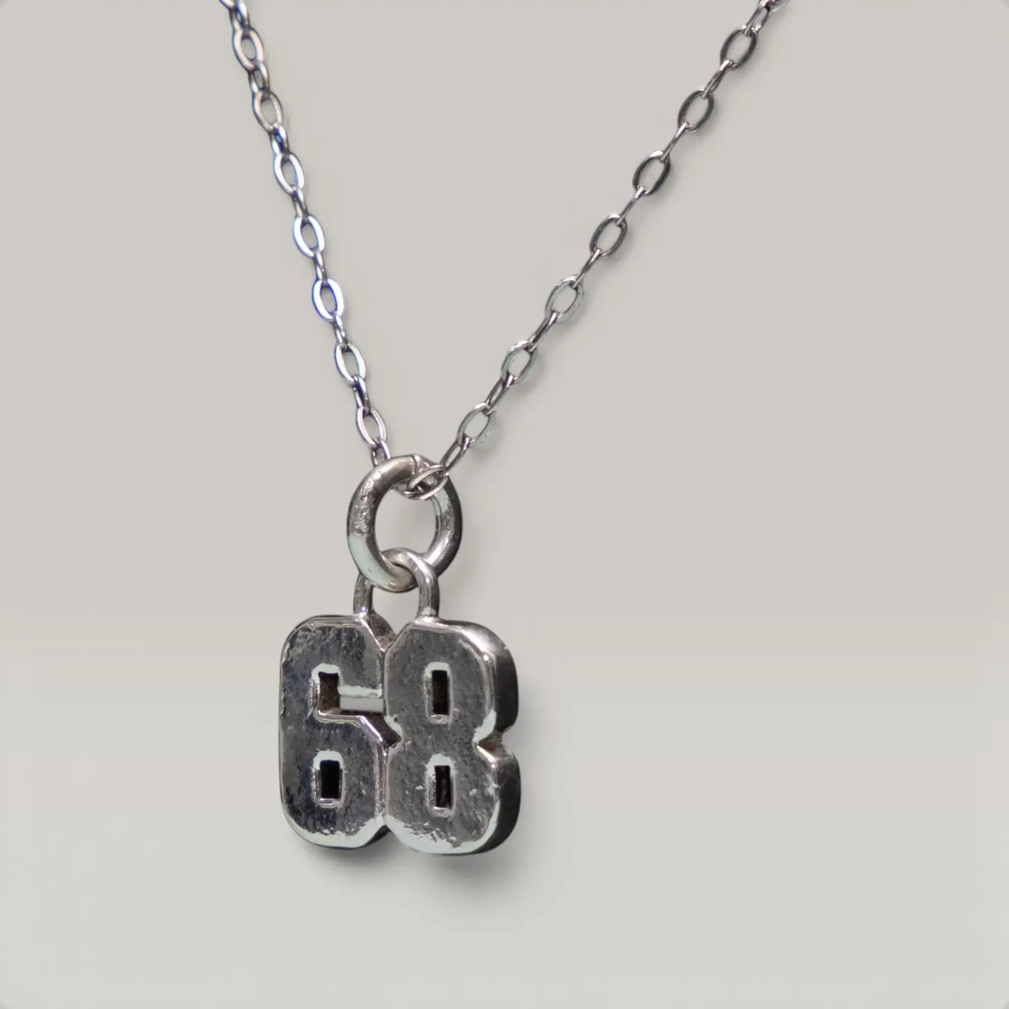 Number Pendant Necklace in 925 Sterling Silver Custom Handmade