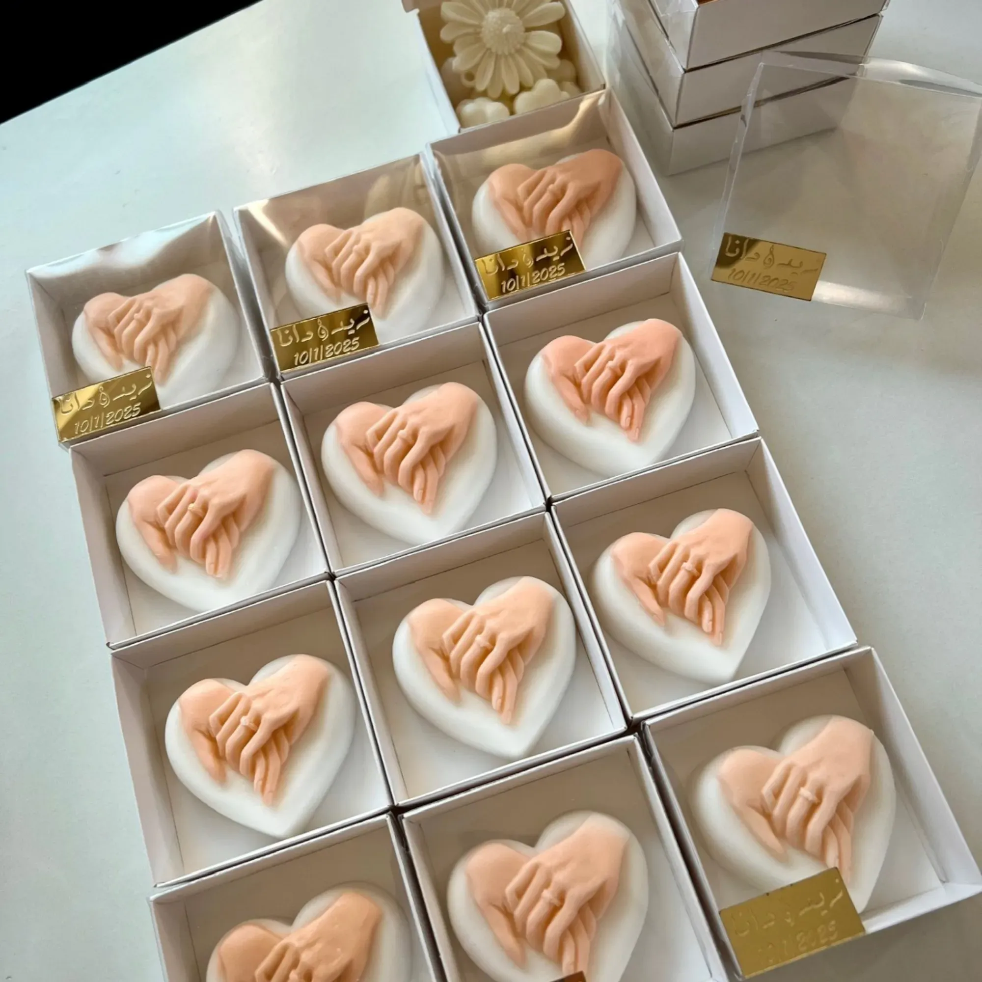 Handmade Wedding Scented Soap Favors with Custom Colors & Fragrances - Holding Hands Design