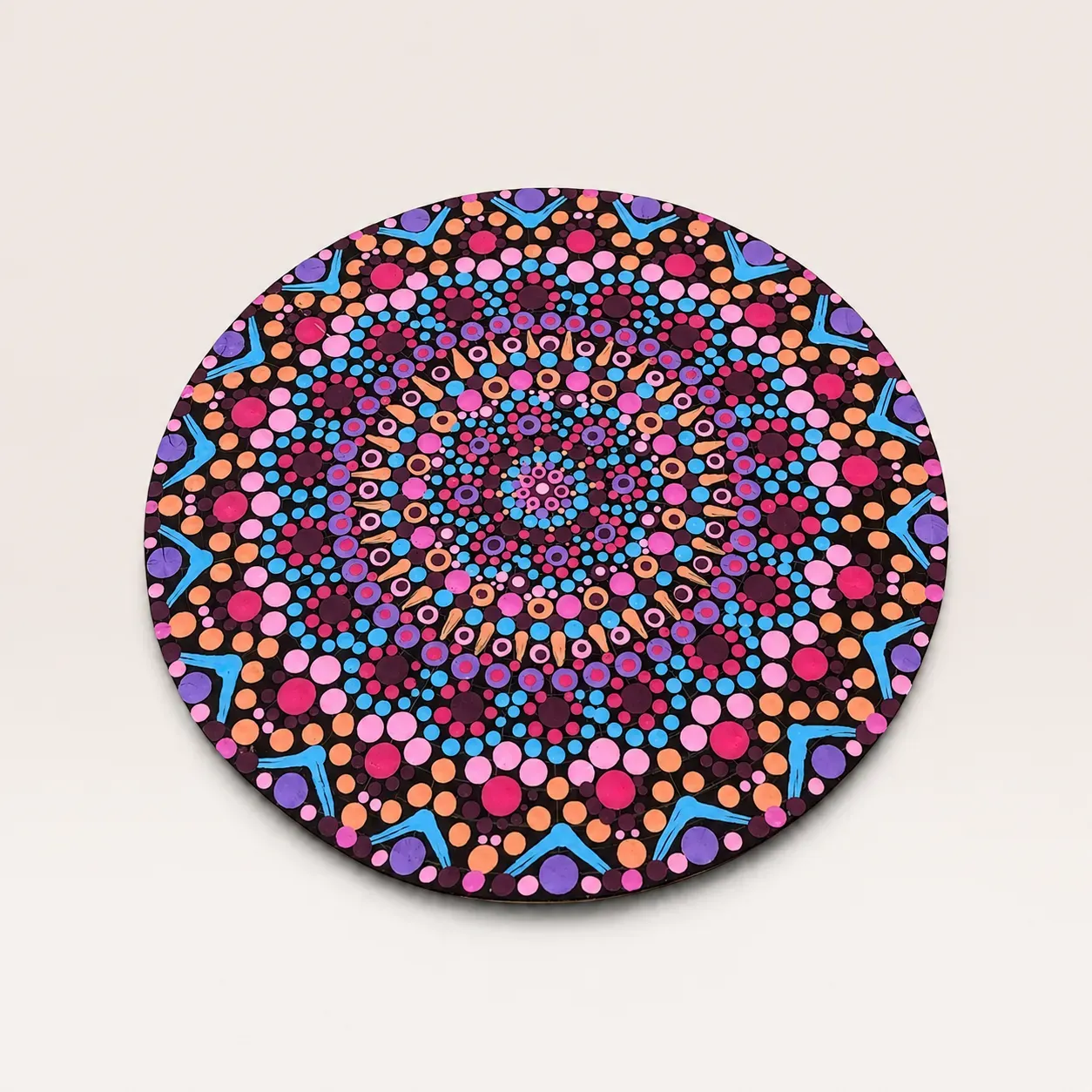 Hand-Painted Rainbow Dot Mandala Wall Art in Vibrant Colors – Multiple Sizes