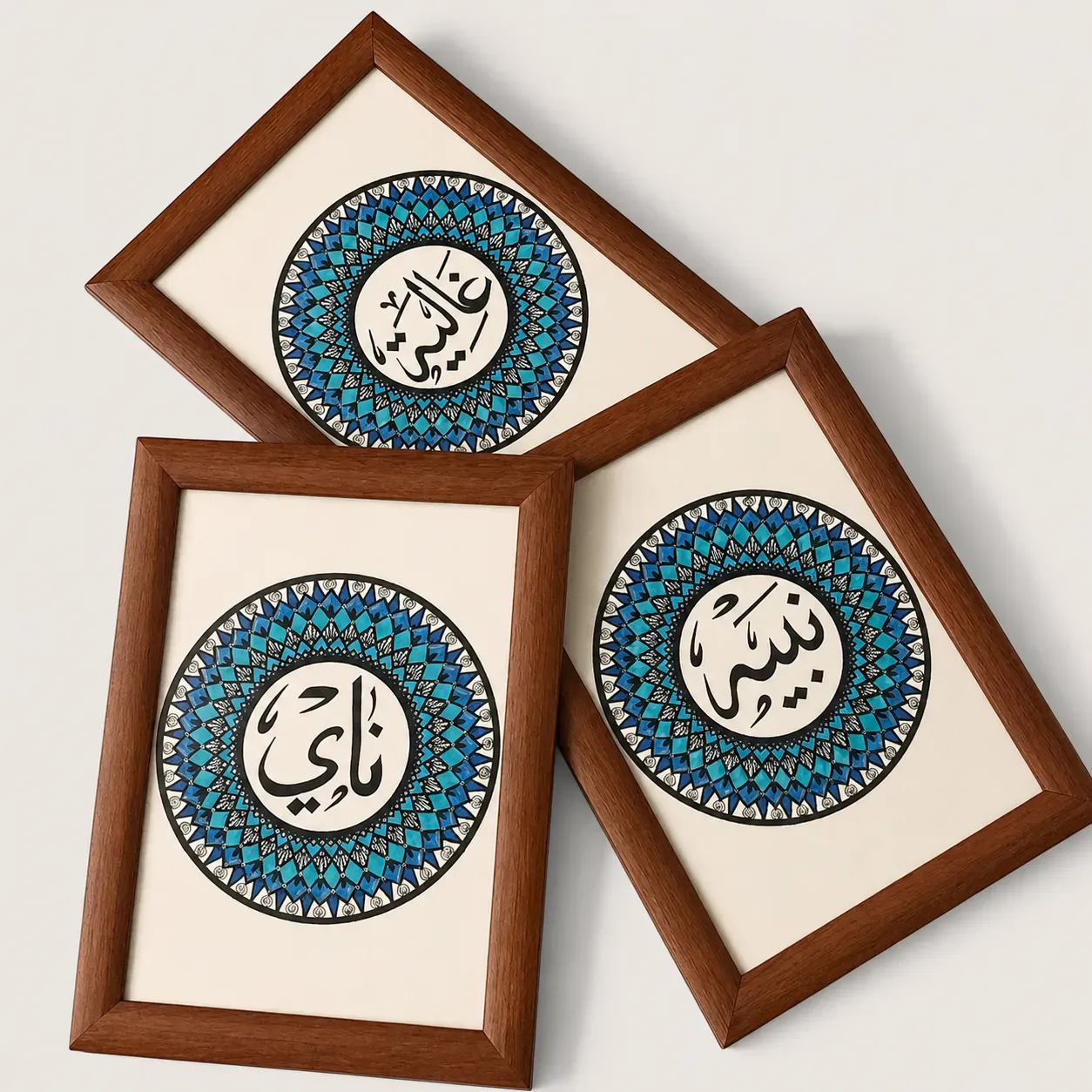 Personalized Arabic Name Mandala Frame in Mixed Colors – Multiple Sizes