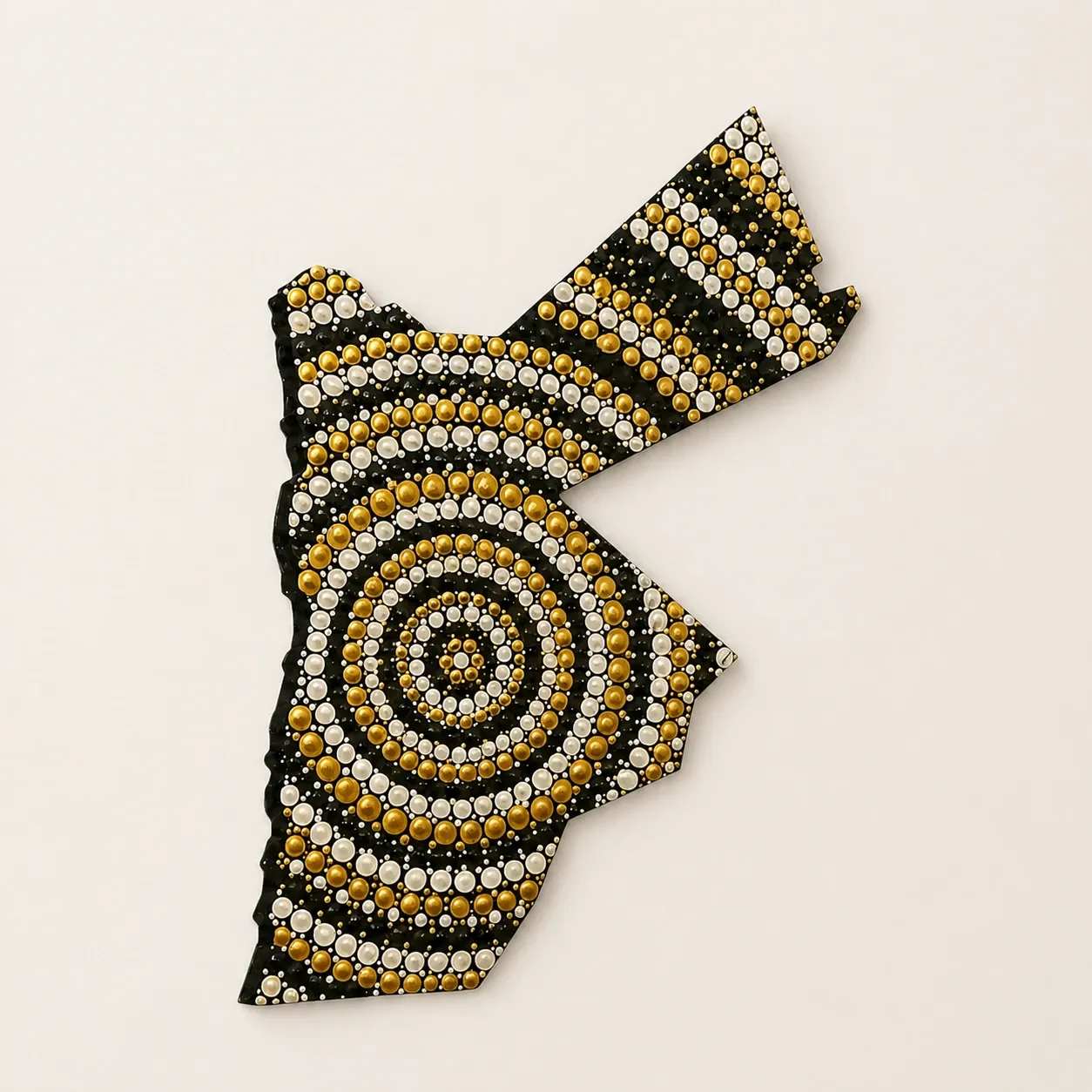 Handmade Jordan Map Wall Art in Gold Dot Mandala Design