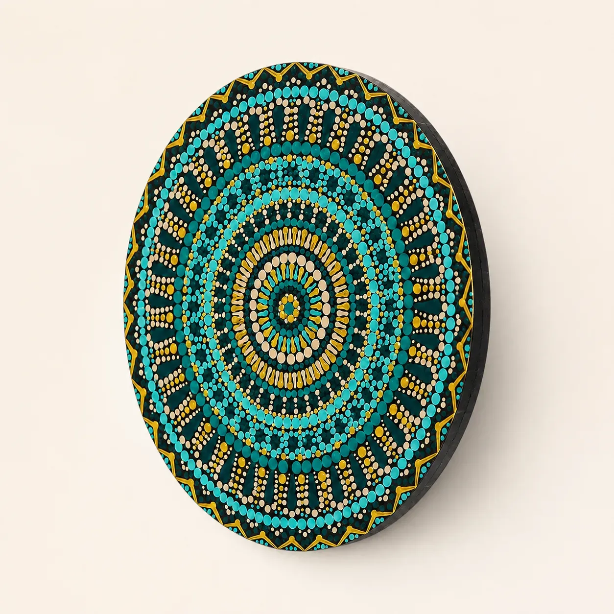 Hand-Painted Round Wooden Mandala Wall Art (Available In Sizes)