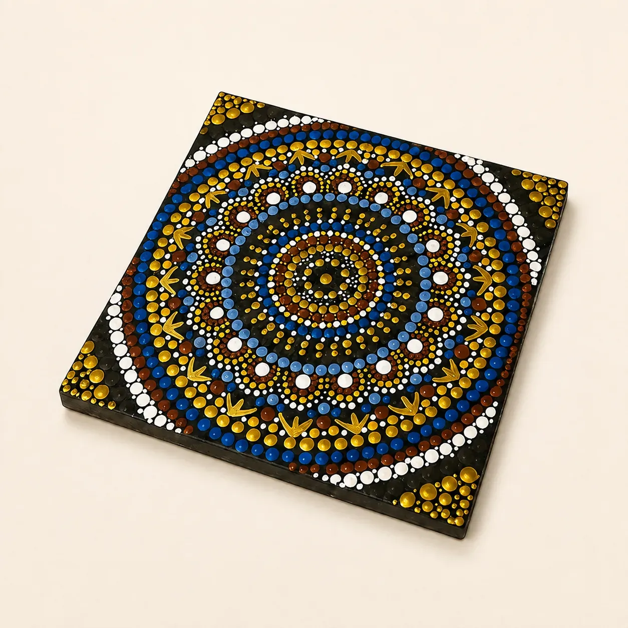 Hand-Painted Square Wooden Mandala Wall Art (Available In Sizes)