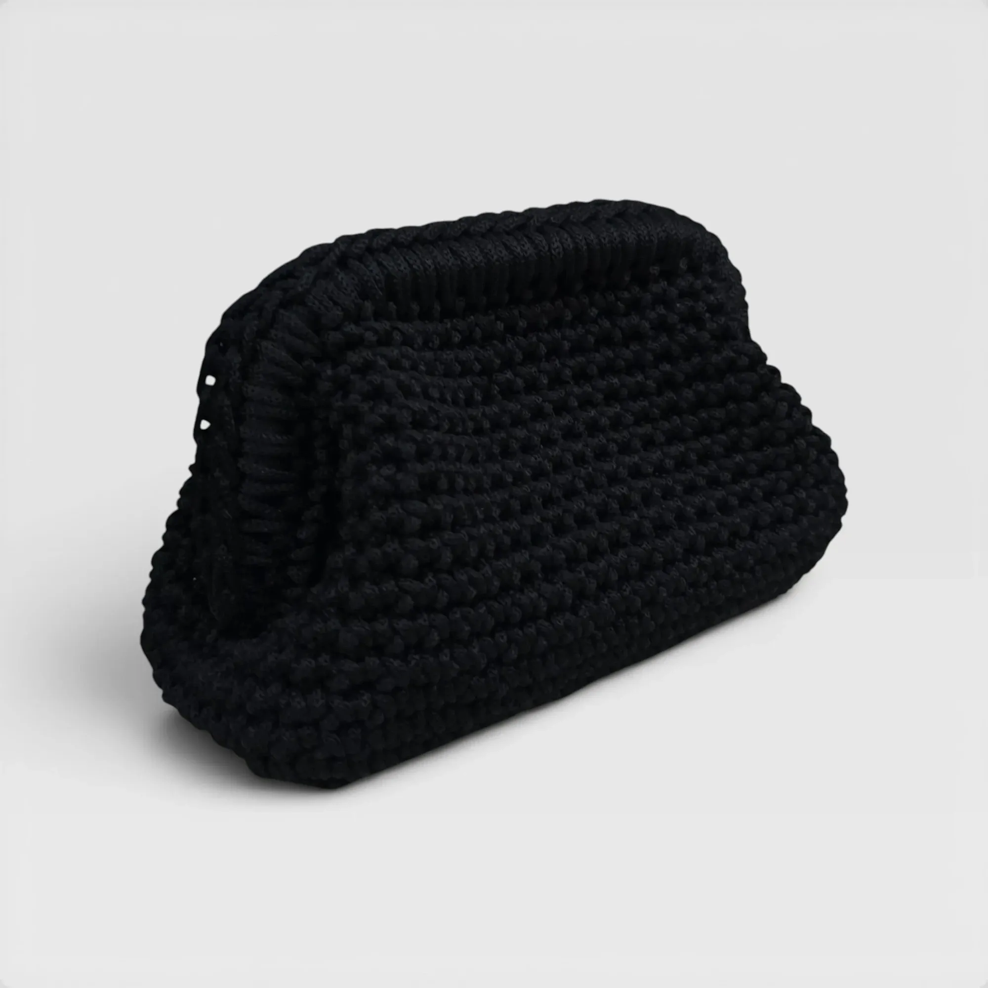 Handmade Black Small Crochet Clutch in Premium Macrame Yarn