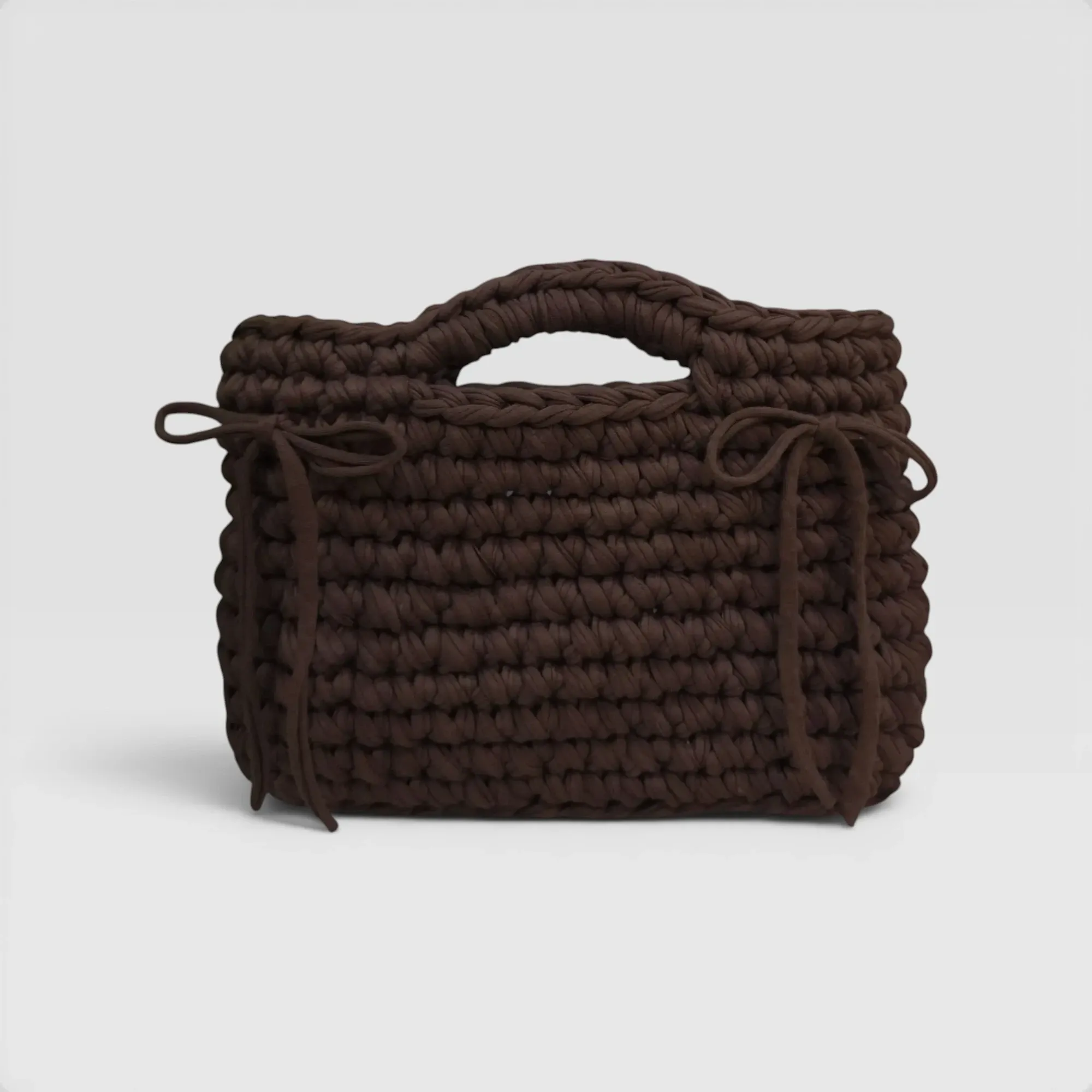 Handmade Small Brown Crochet Handbag in Eco T-Shirt Yarn