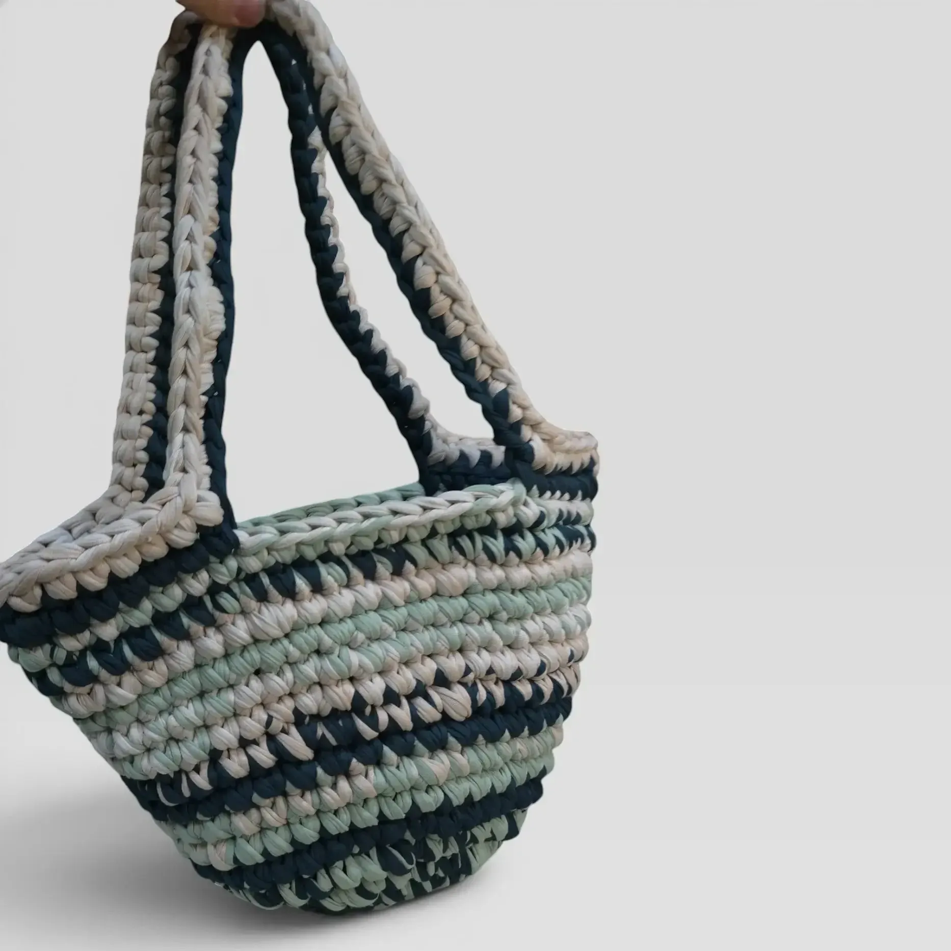 Large Forest Vibes Crochet Basket Bag in Eco T-Shirt Yarn