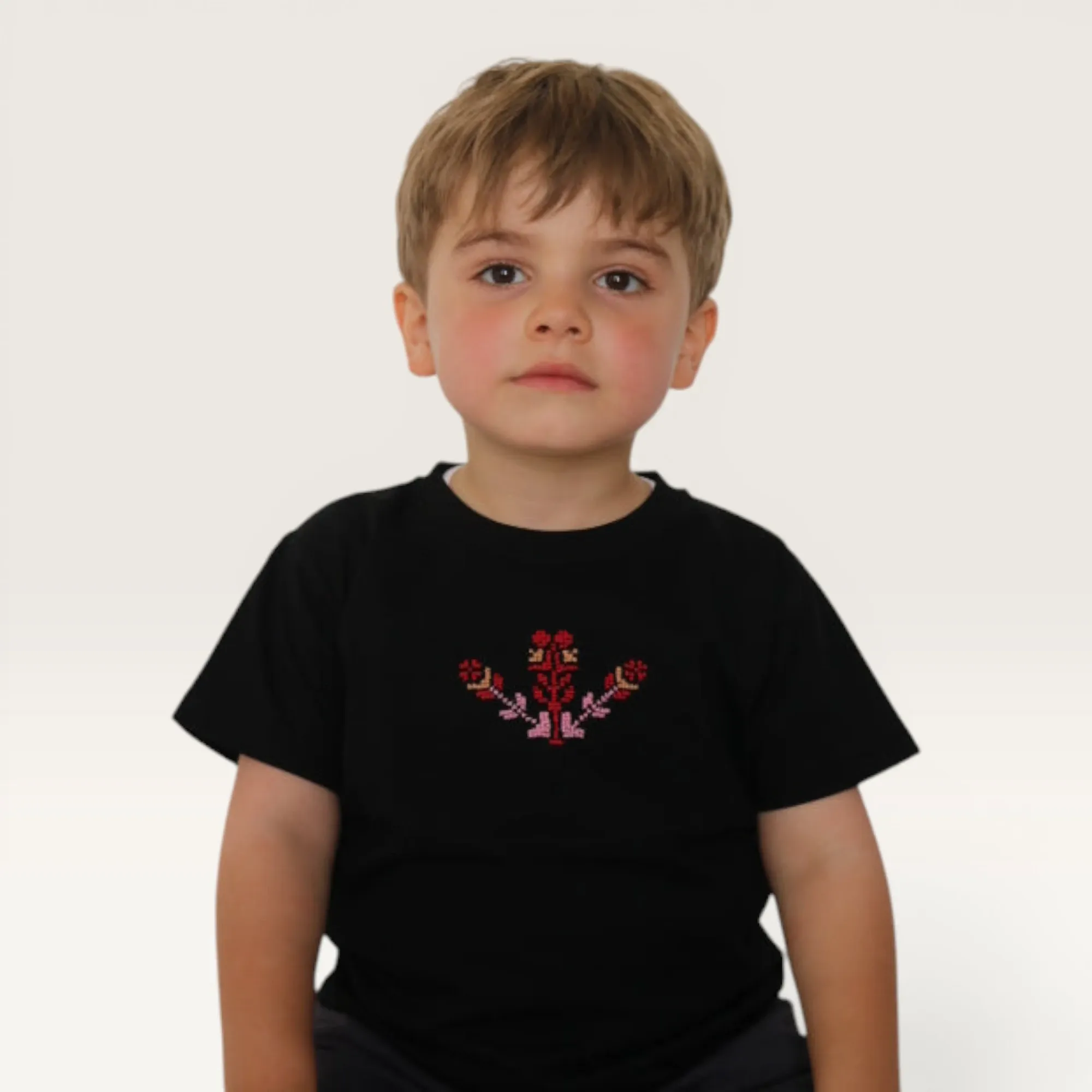 Shajaret al Haya Kids Hand-Embroidered T-Shirt with Size Options