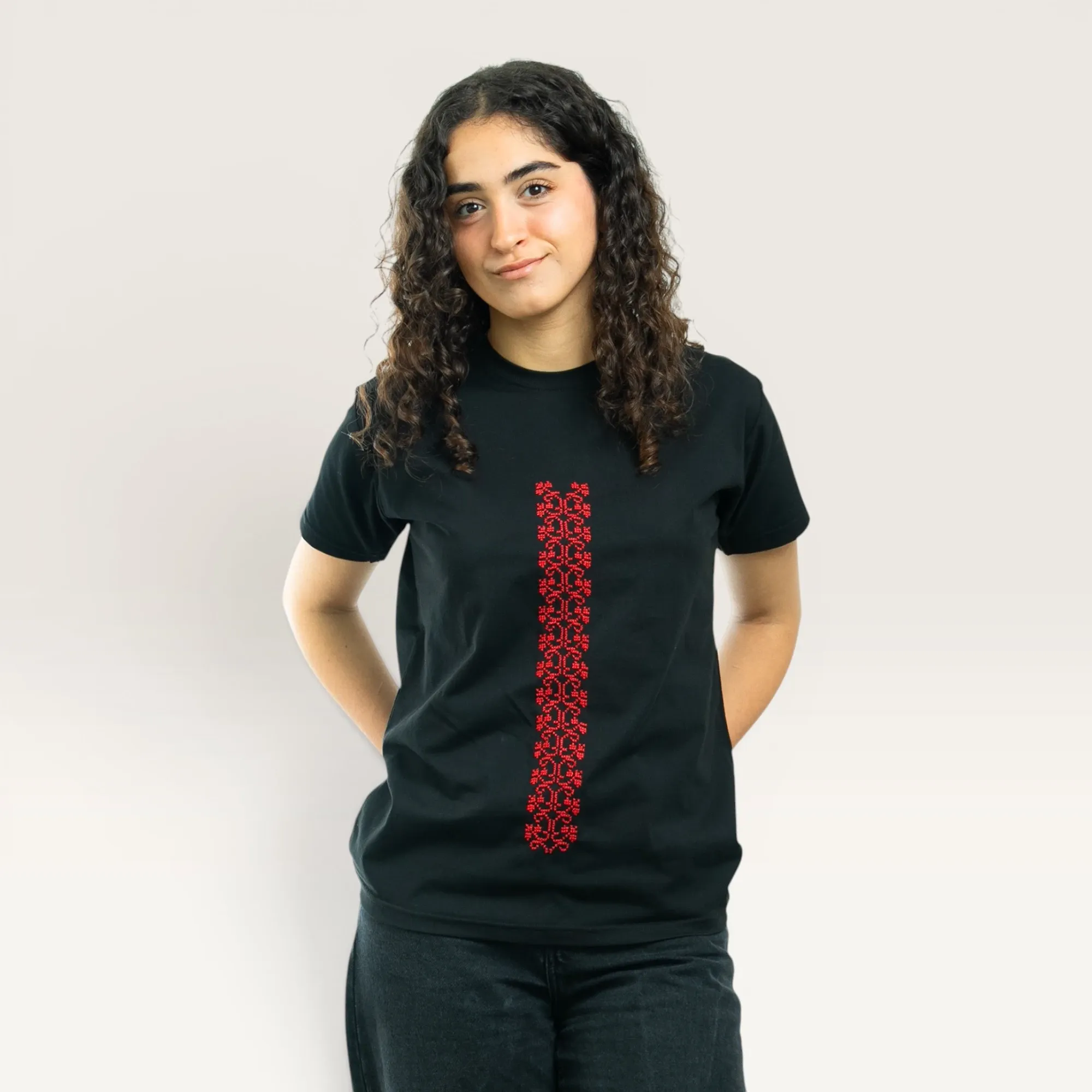 Quronful Hand-Embroidered T-Shirt with Size Options Heritage Design