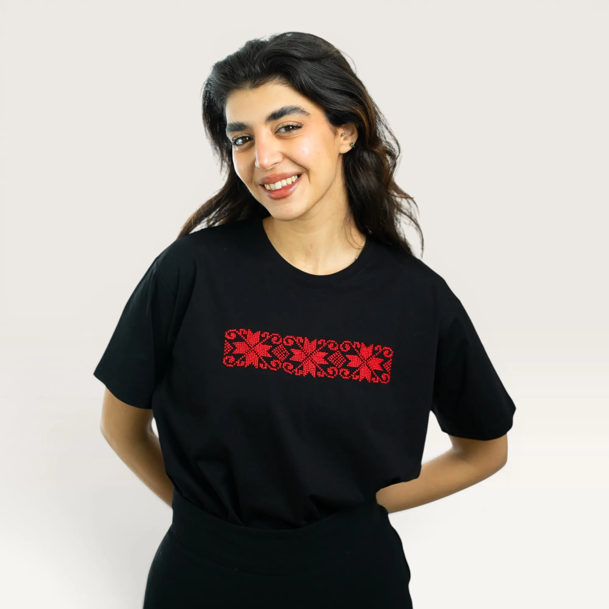 Tareeq al Nojoom the Starry Road Embroidered T-Shirt with Size Options