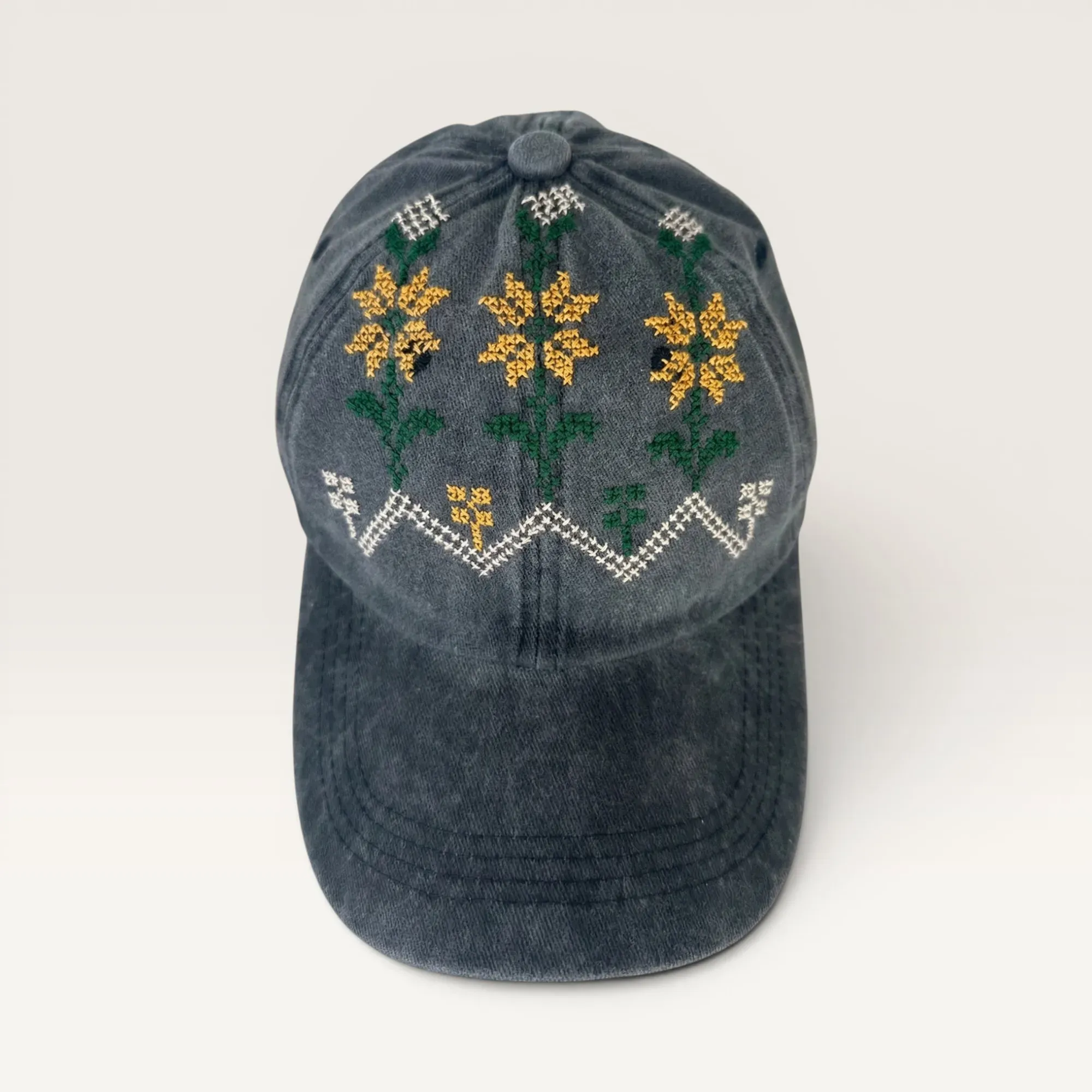 Ward al-Balad Hand-Embroidered Cap by Boqaa Heritage Design