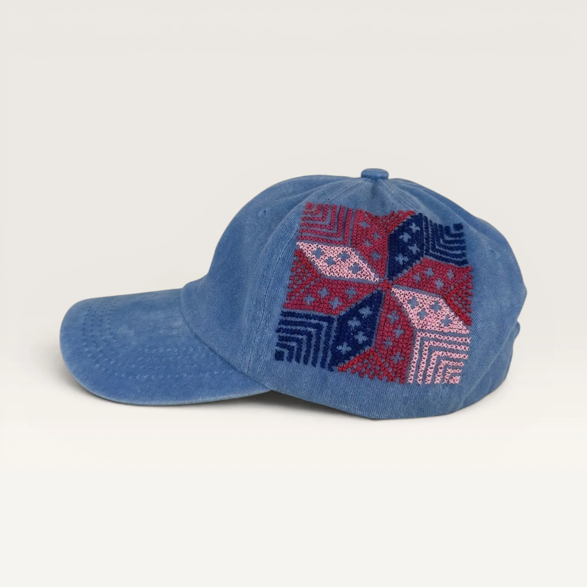 Najma w Reesh Blue Feather Star Embroidered Cap by Boqaa Heritage