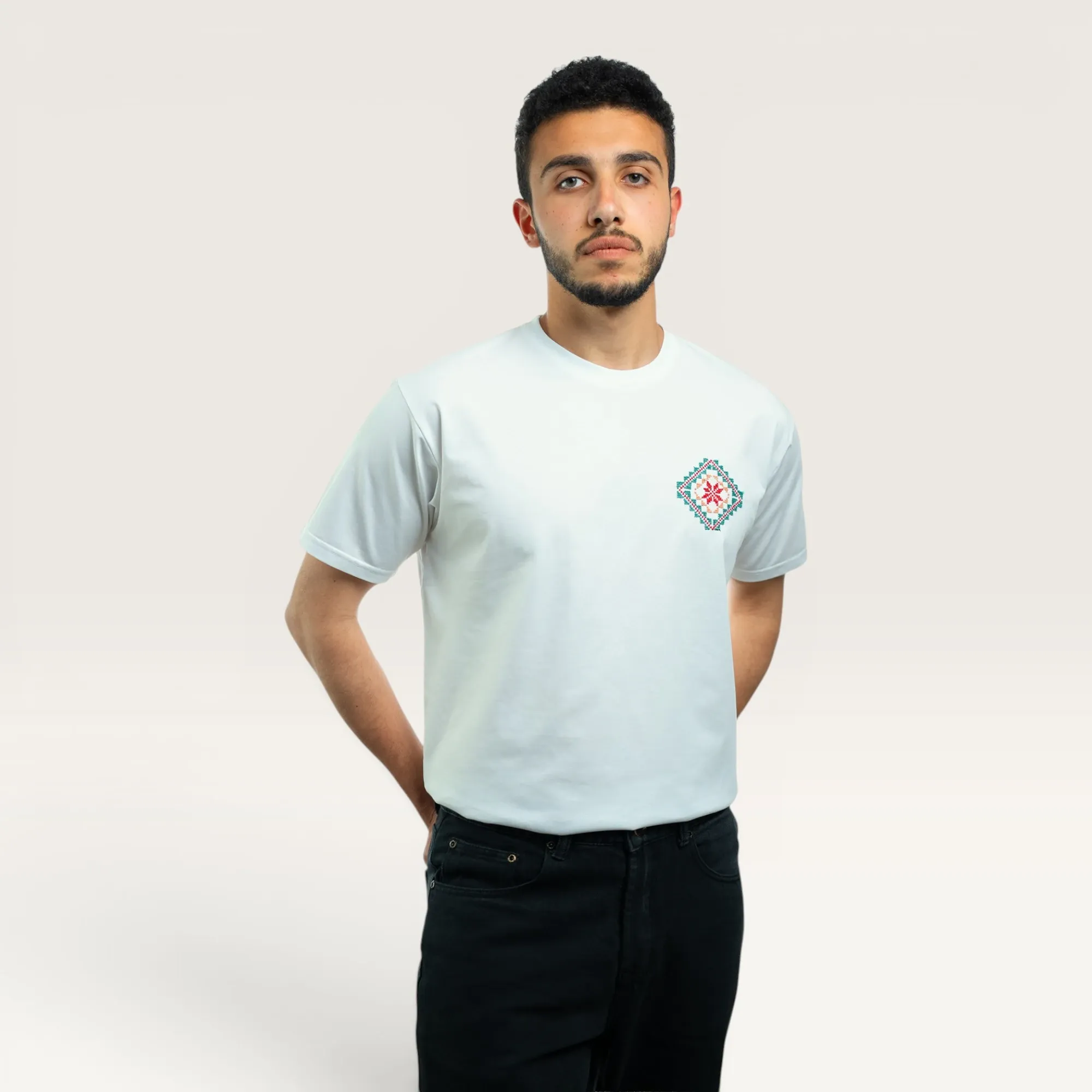 Gaza Kharaz Beads Hand-Embroidered T-Shirt with Size Options