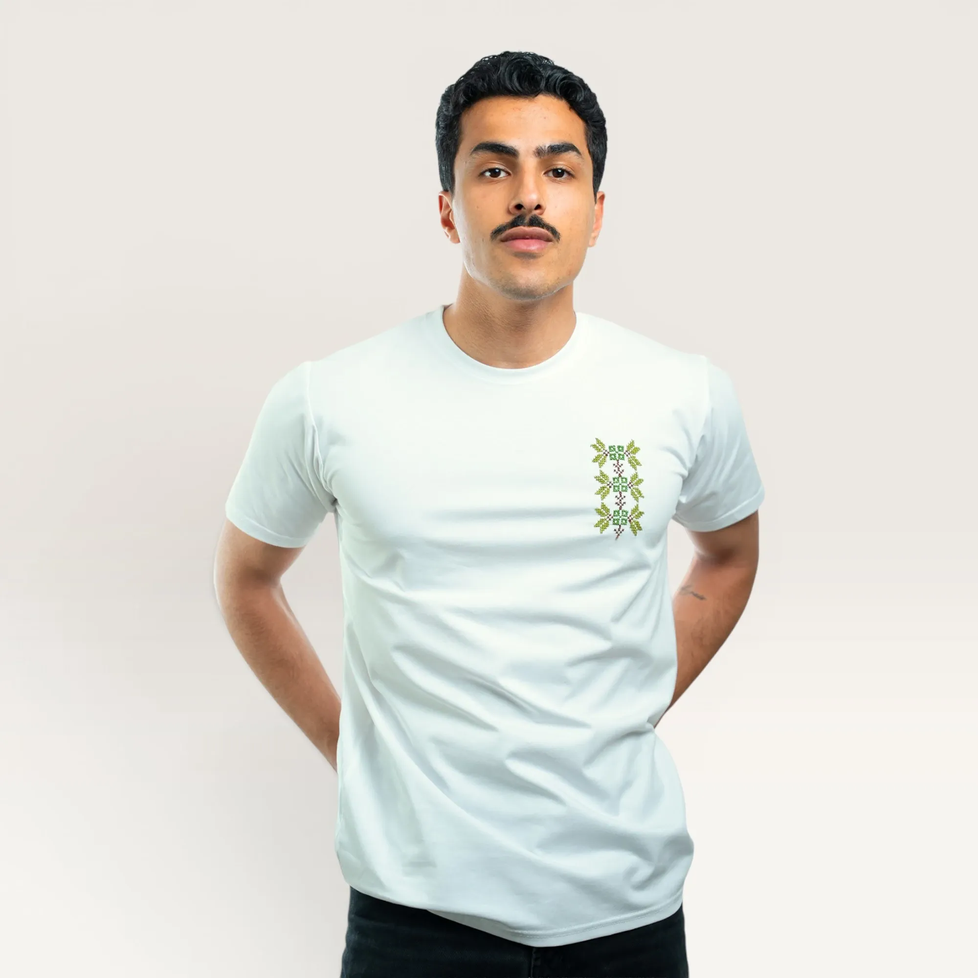 Nablus Irq al Zaytoun Olive Branch Embroidered T-Shirt Size Options