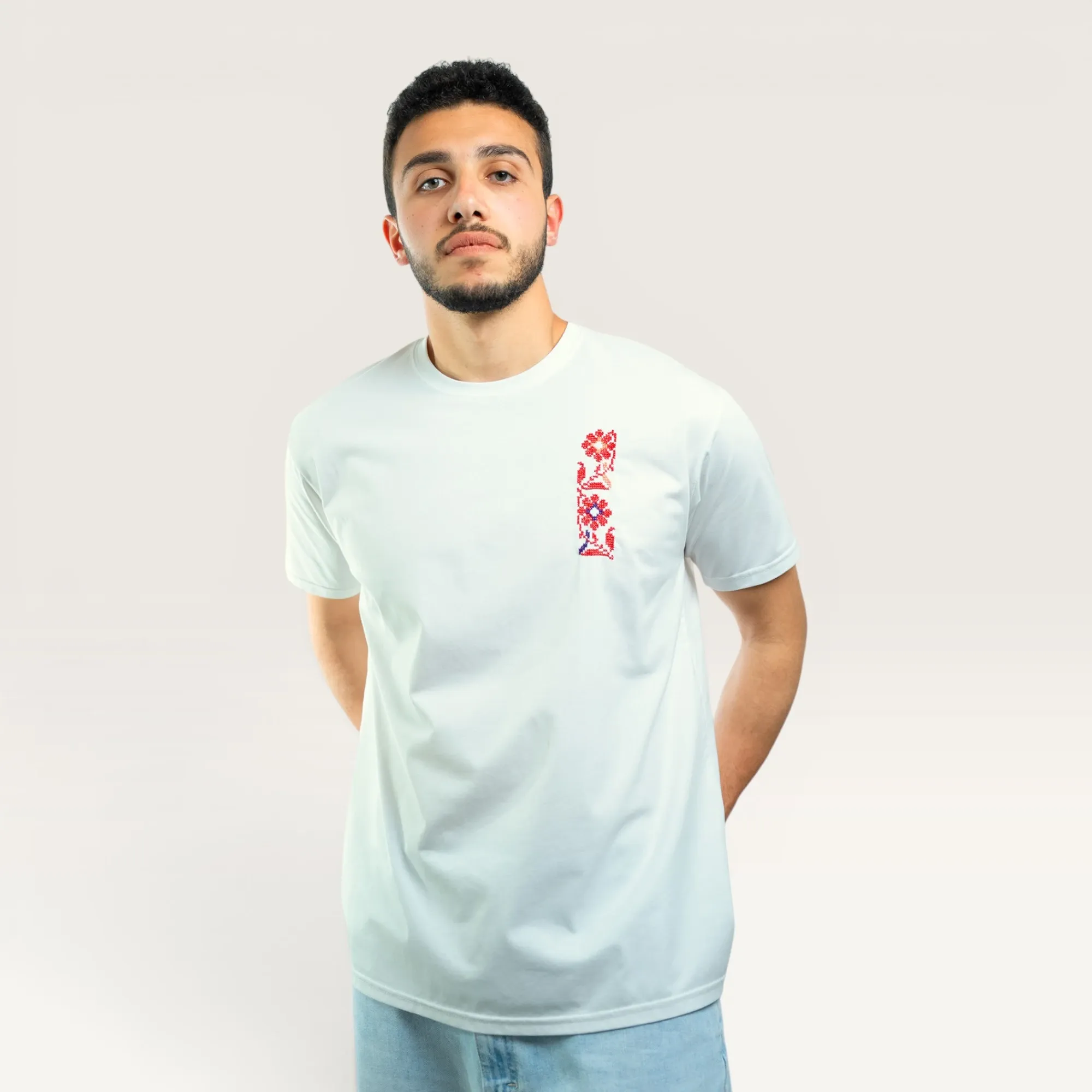 Ramallah al Ward the Flowers Embroidered T-Shirt with Size Options