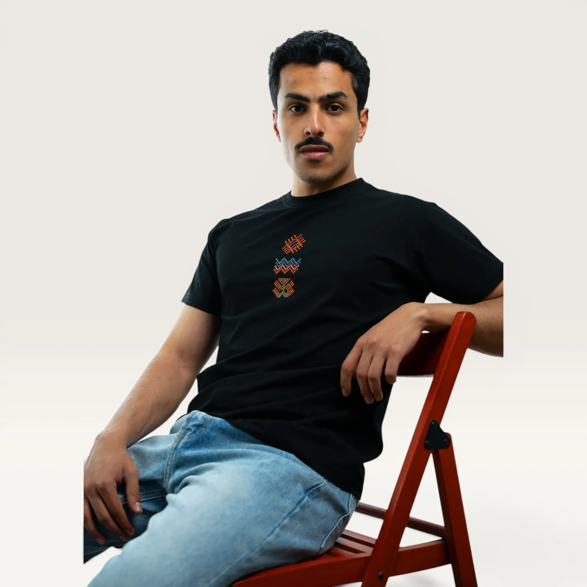 Hauran Hand-Embroidered T-Shirt with Size Options Heritage Design