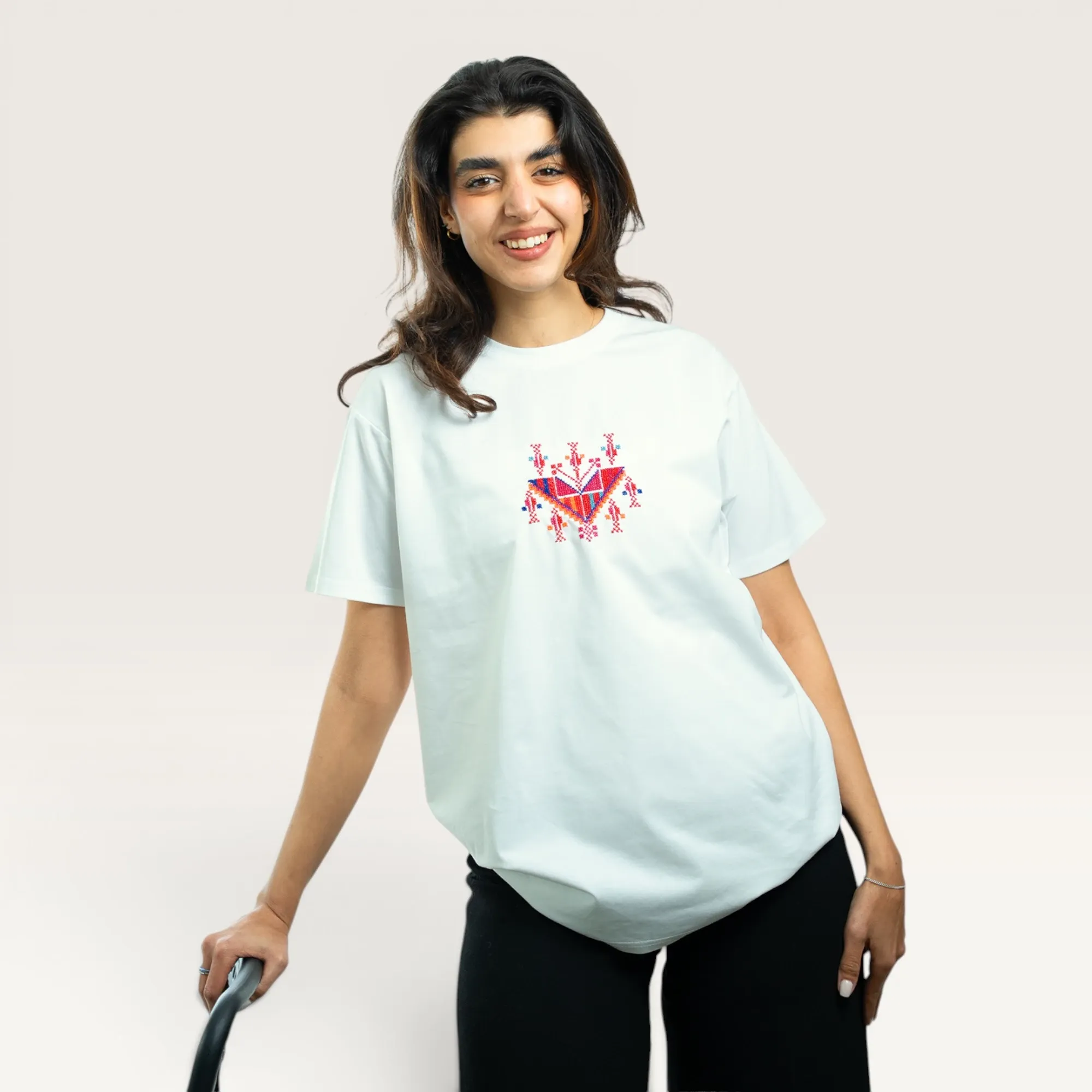 Qiladet Ghazzeh Necklace of Gaza Embroidered T-Shirt with Size Options