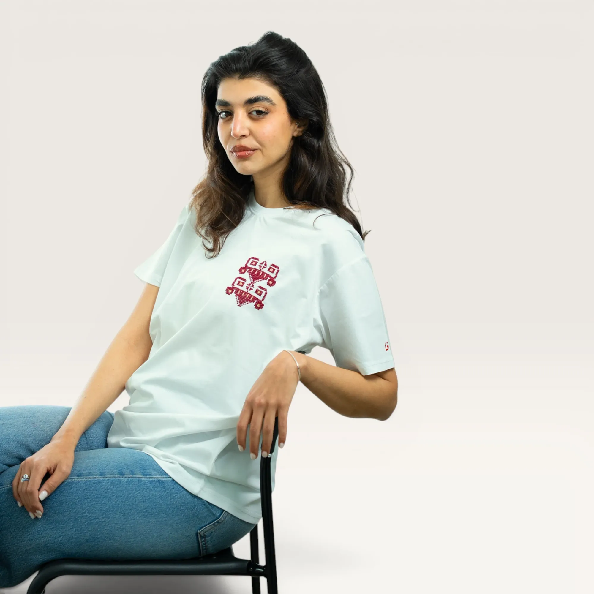 Yaffa Irq al Finjan Cup Hand-Embroidered T-Shirt with Size Options