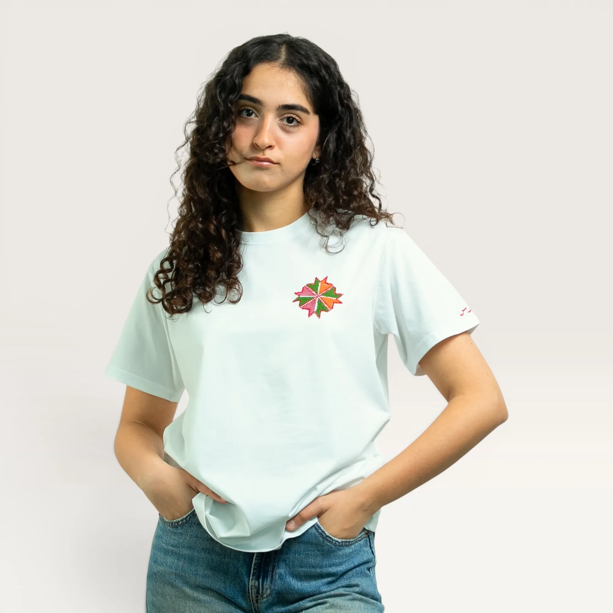 Quds Rayat Banadir Flag Hand-Embroidered T-Shirt with Size Options