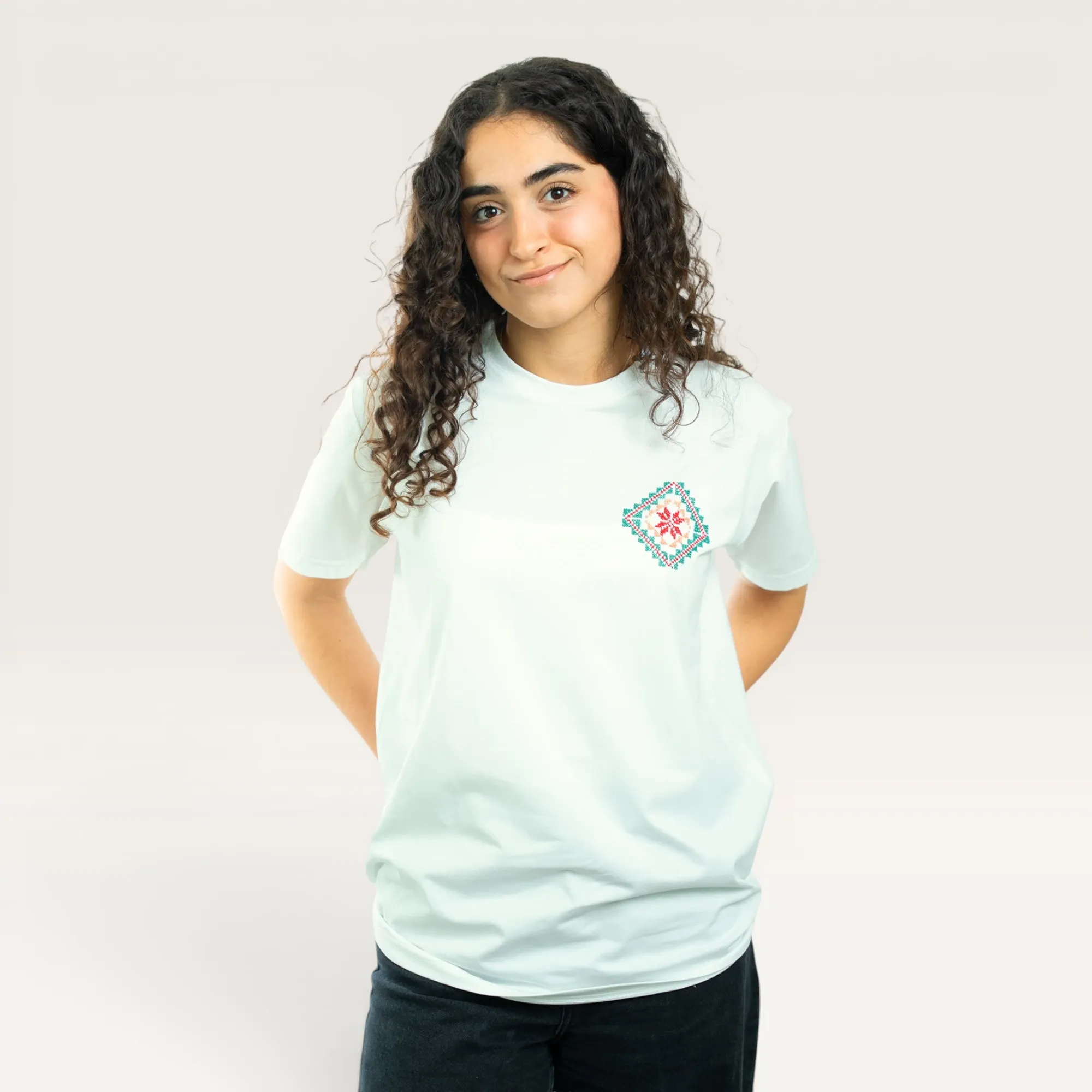 Gaza Kharaz Beads Hand-Embroidered T-Shirt with Size Options
