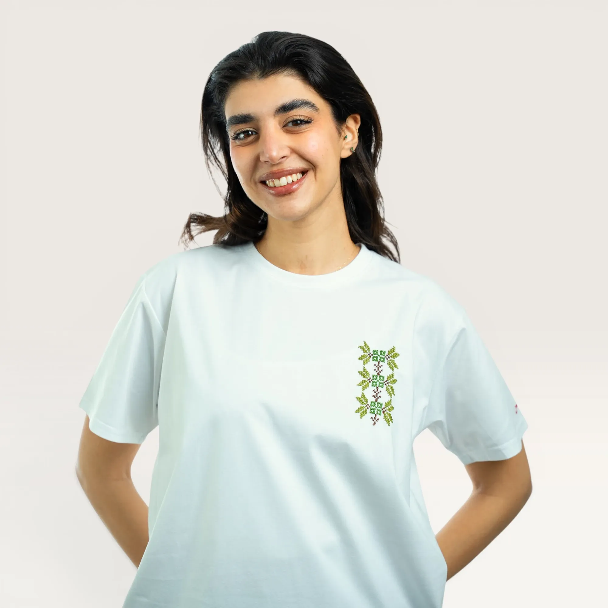 Nablus Irq al Zaytoun Olive Branch Embroidered T-Shirt Size Options