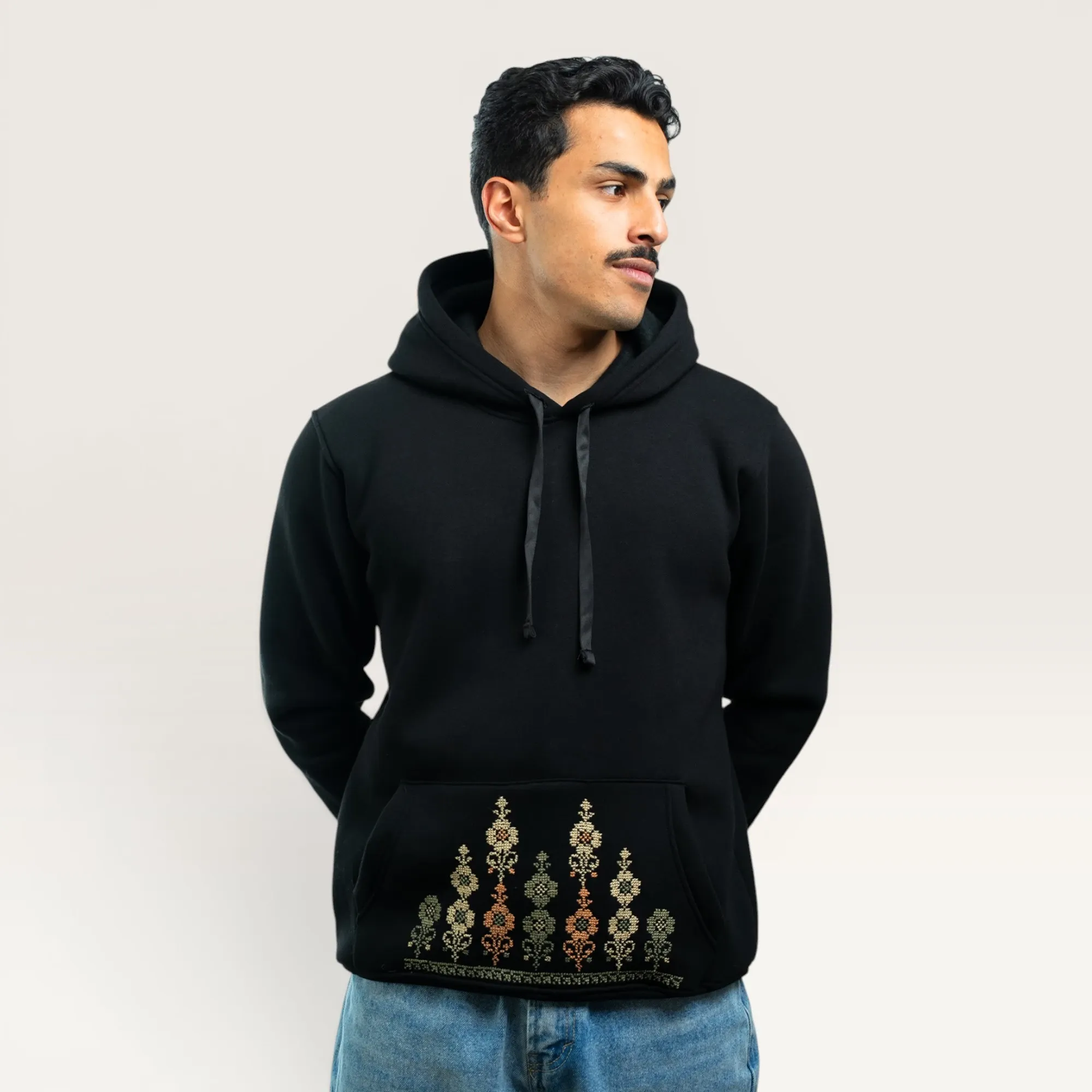 Rumi Rumi Flower Hand-Embroidered Hoodie with Size Options