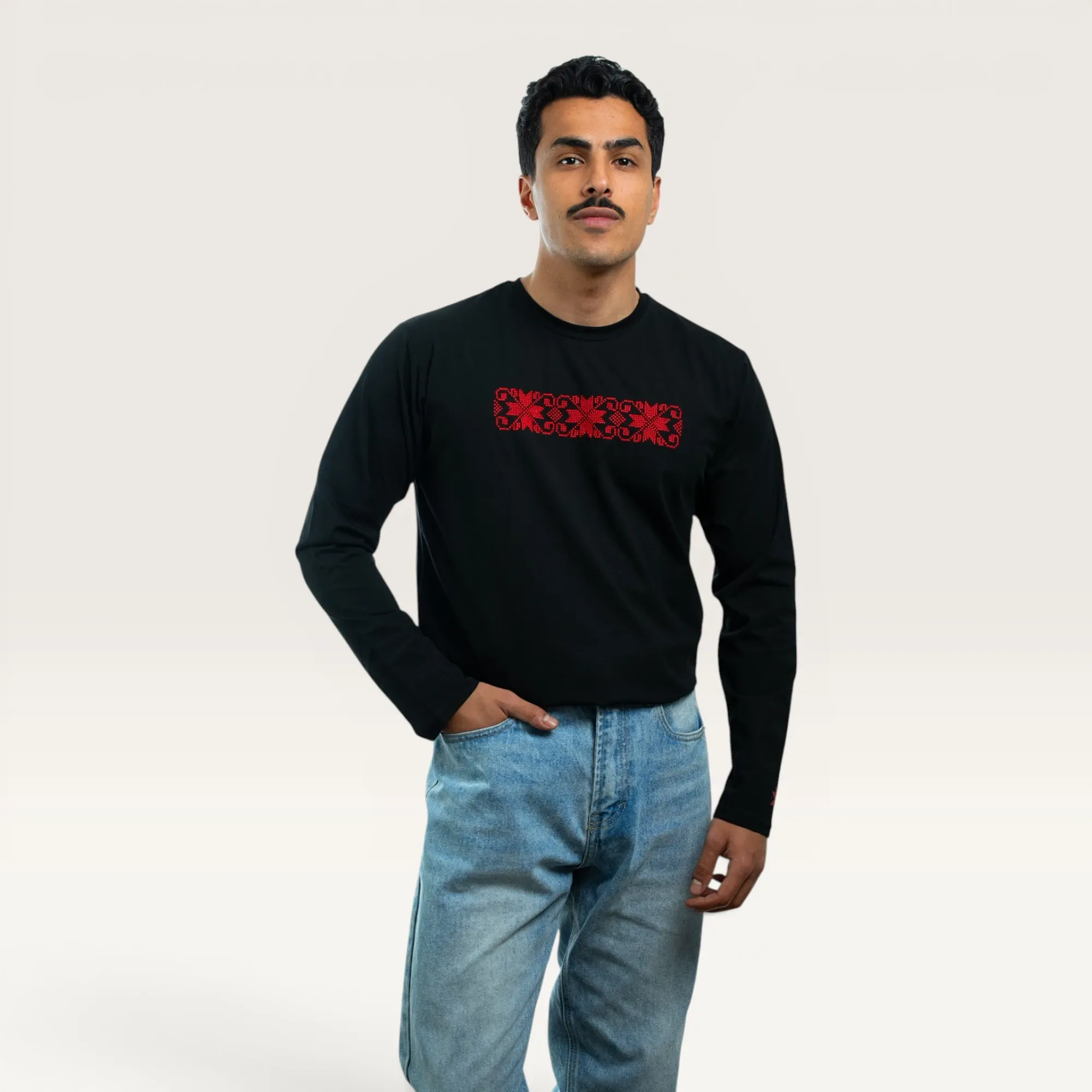 Tareeq al Nojoom Embroidered Long Sleeve T-Shirt with Size Options