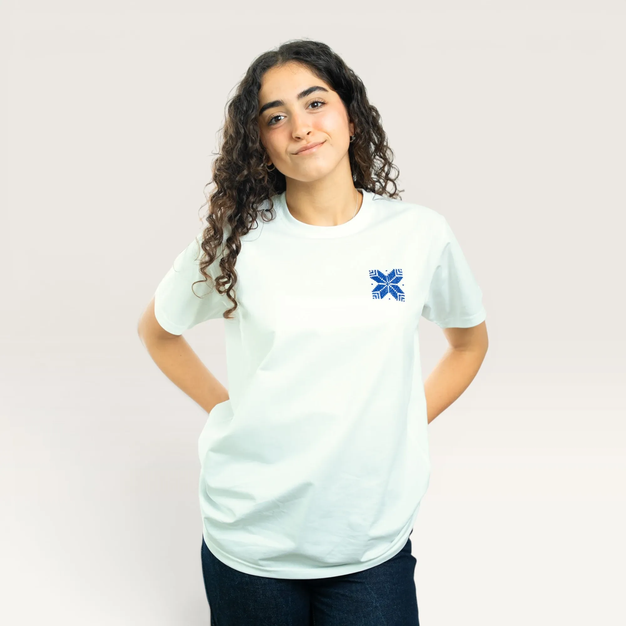 Qamar Moon Hand-Embroidered T-Shirt with Size Options Heritage Design