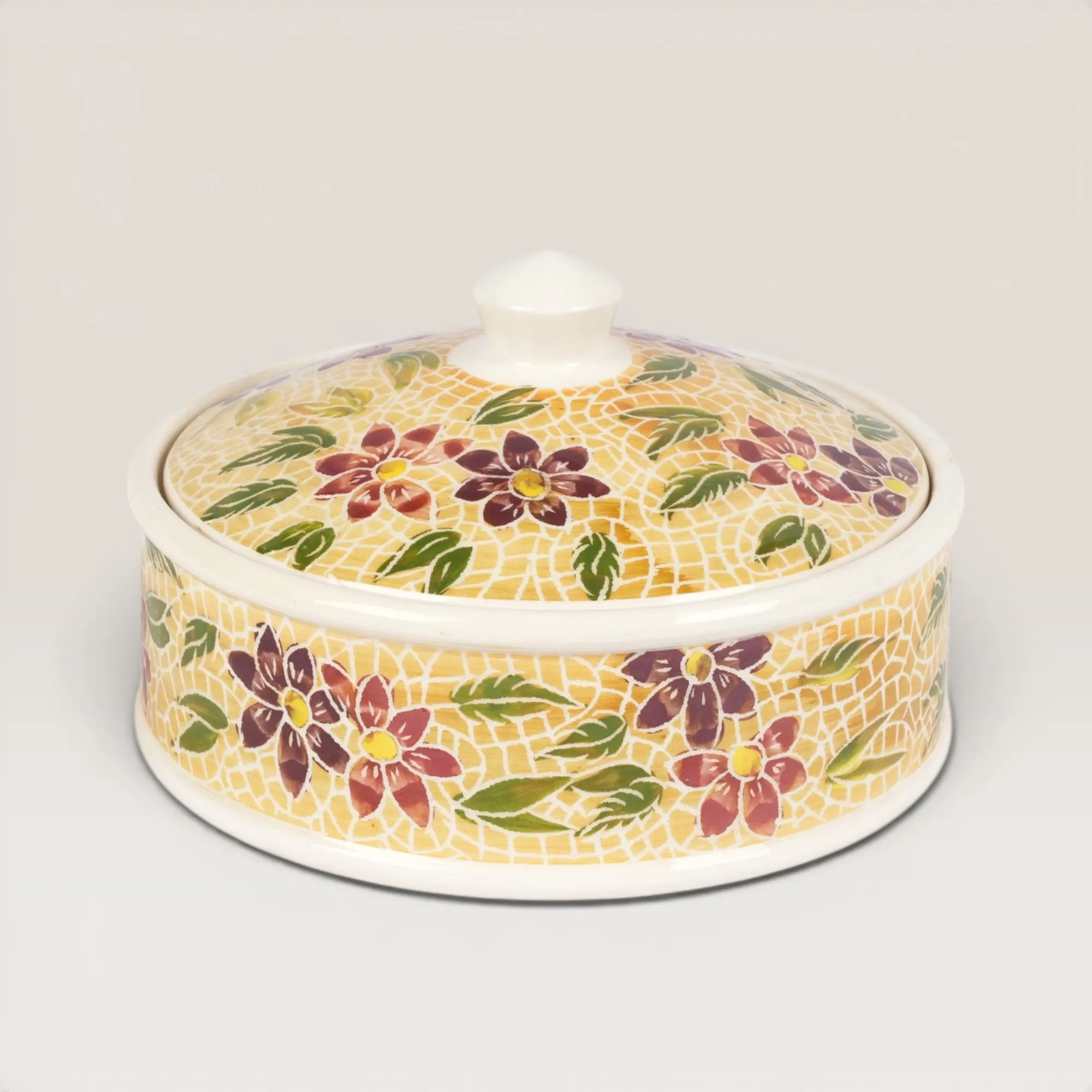 Handmade Ceramic Covered Serving Dish for Table and Home Decor