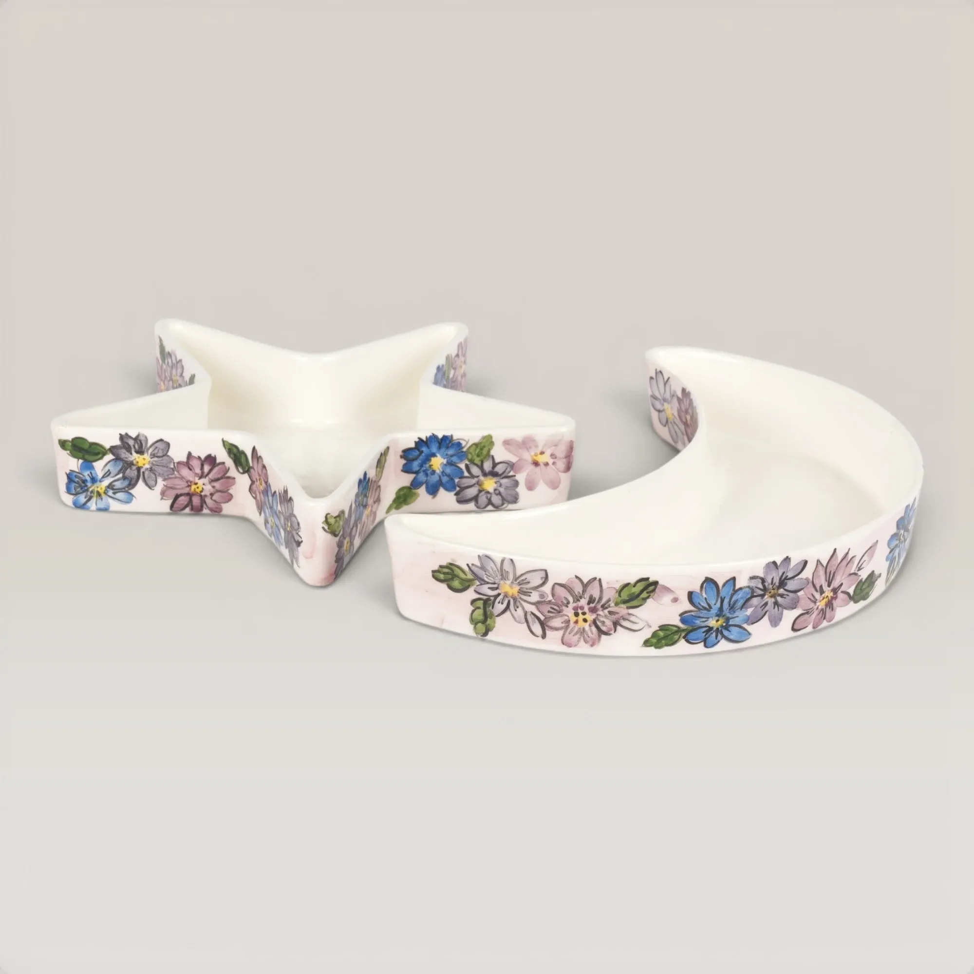 Handmade Ceramic Crescent & Star Plate Set for Table and Home Decor