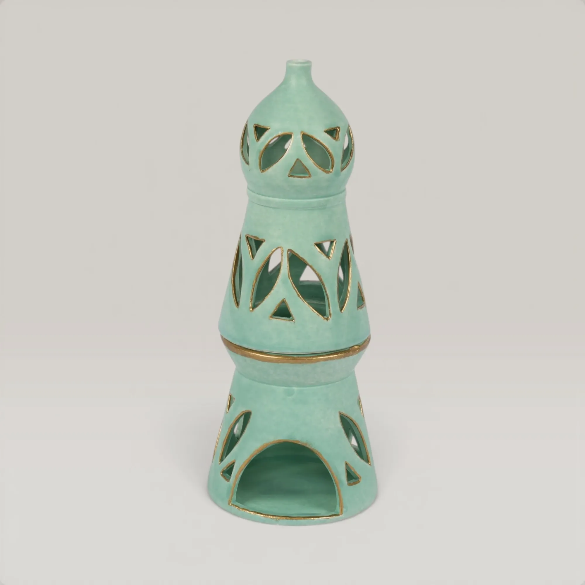 Ceramic Candle Holder (Minaret Style) for Table and Home Decor
