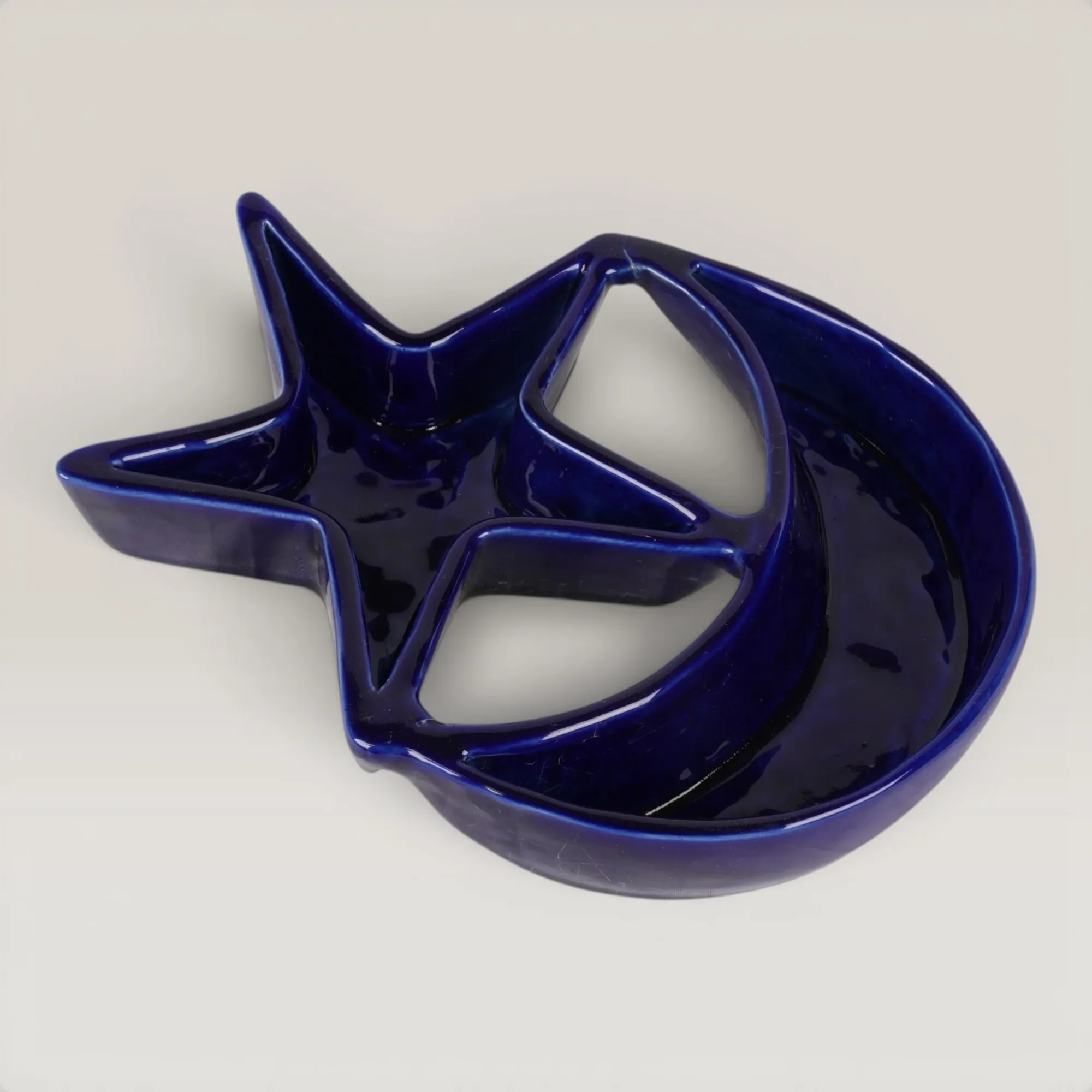 Handmade Ceramic Crescent & Star Connected Plate with Size Options