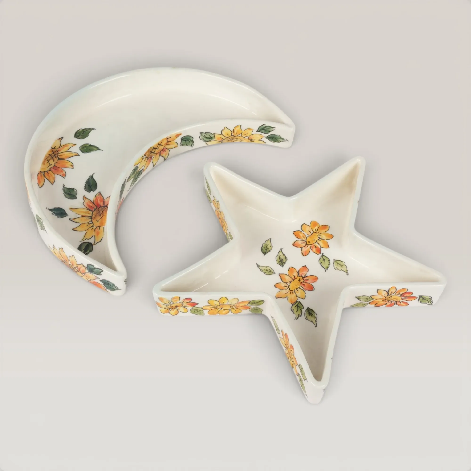 Handmade Ceramic Crescent & Star Plate Set for Table and Home Decor
