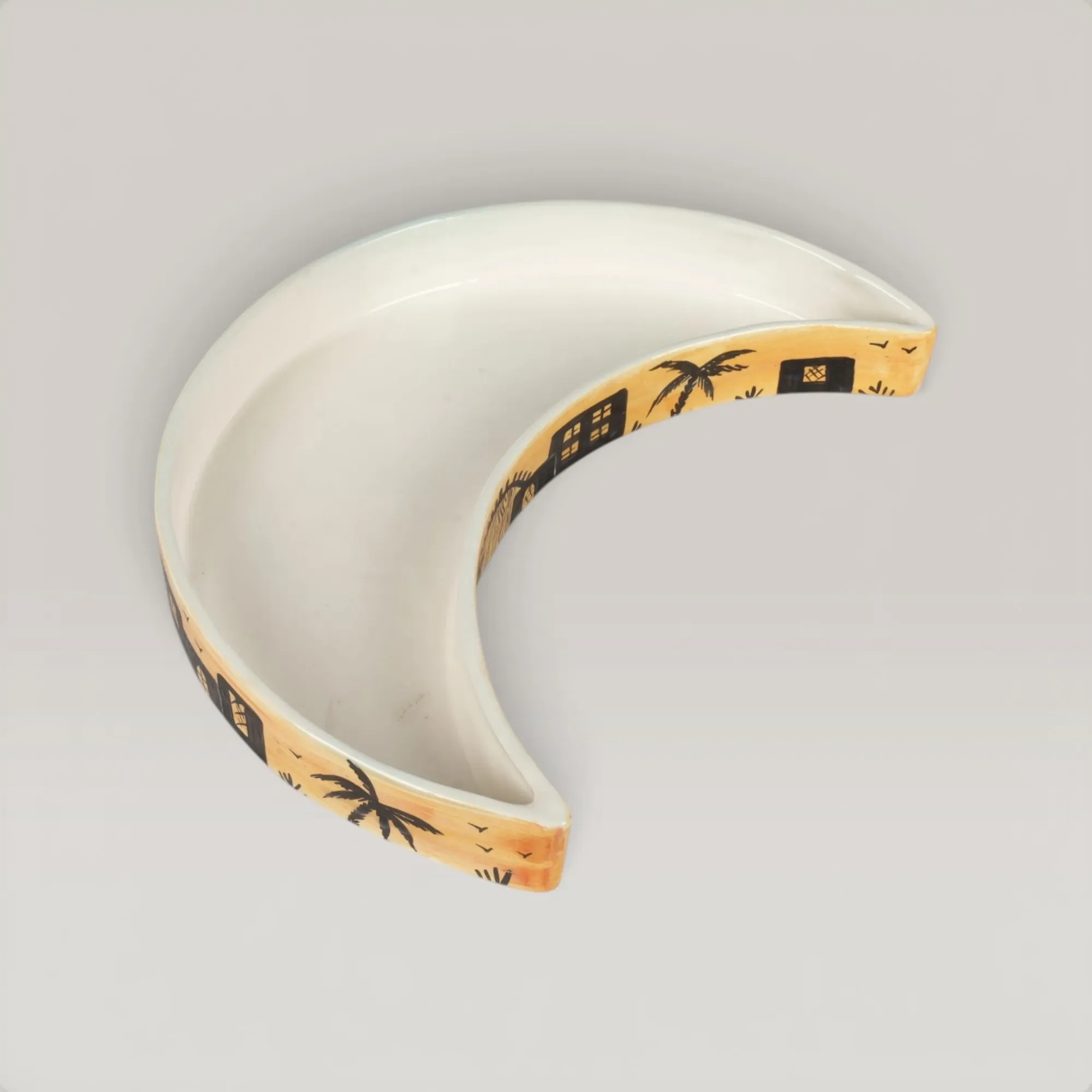 Handmade Ceramic Crescent Plate with Custom Size Options