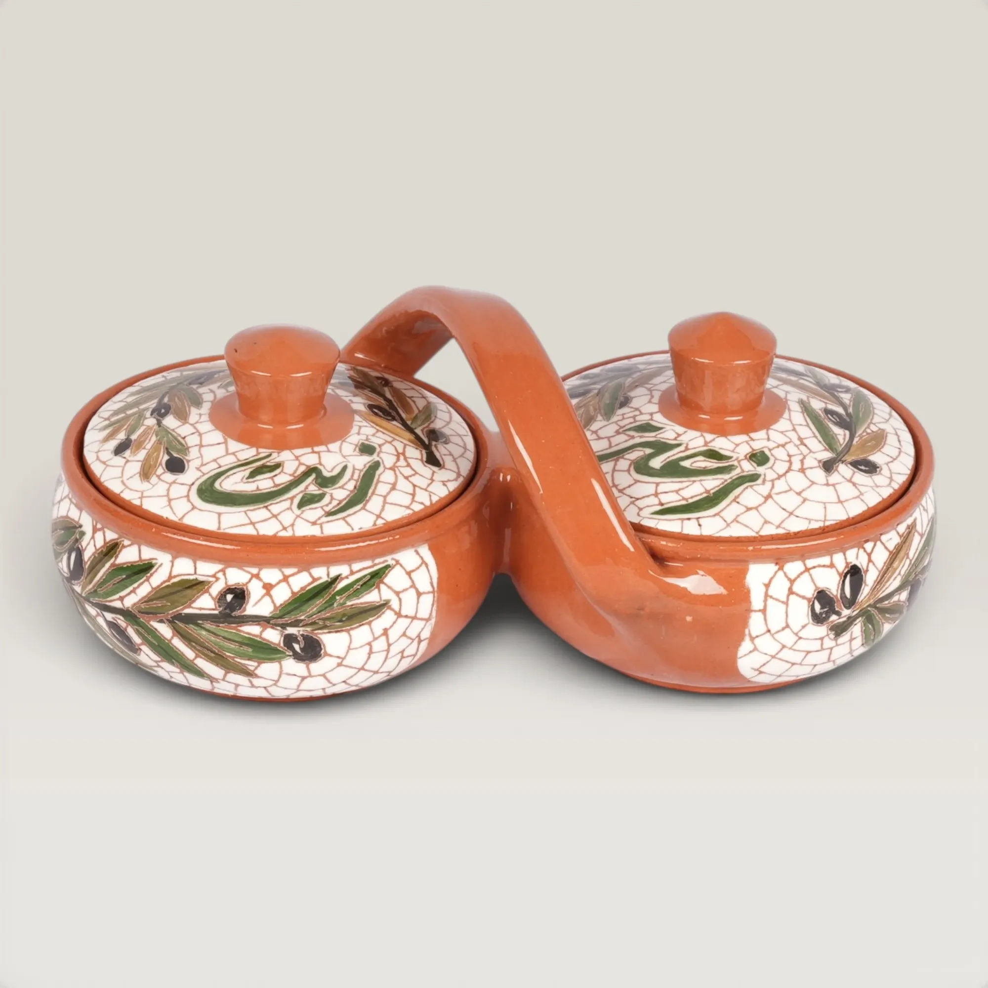 Handmade Ceramic Dual Cup Bowl Set (with Handle) with Size Options