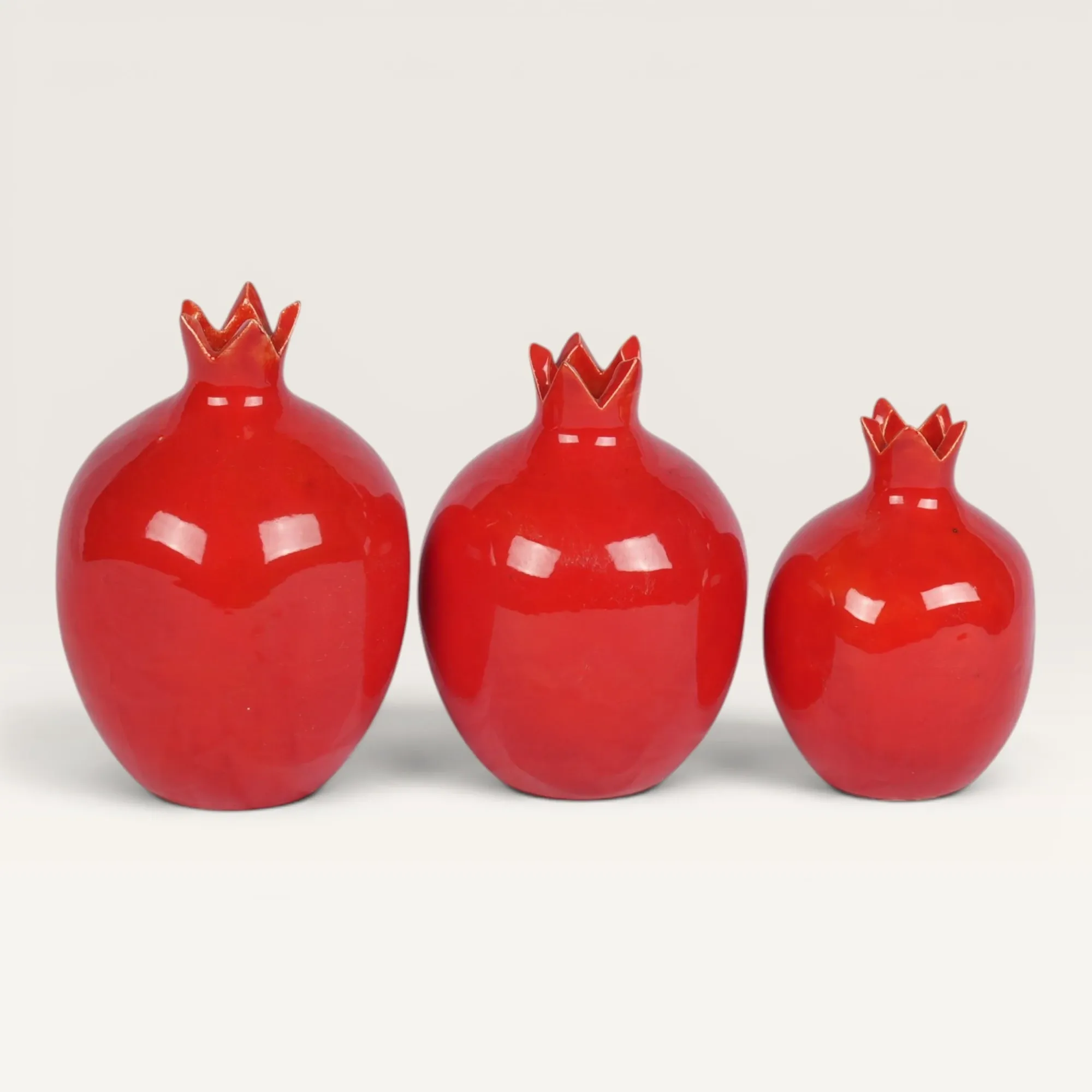 Handmade Ceramic Pomegranate Vase Set for Table and Home Decor