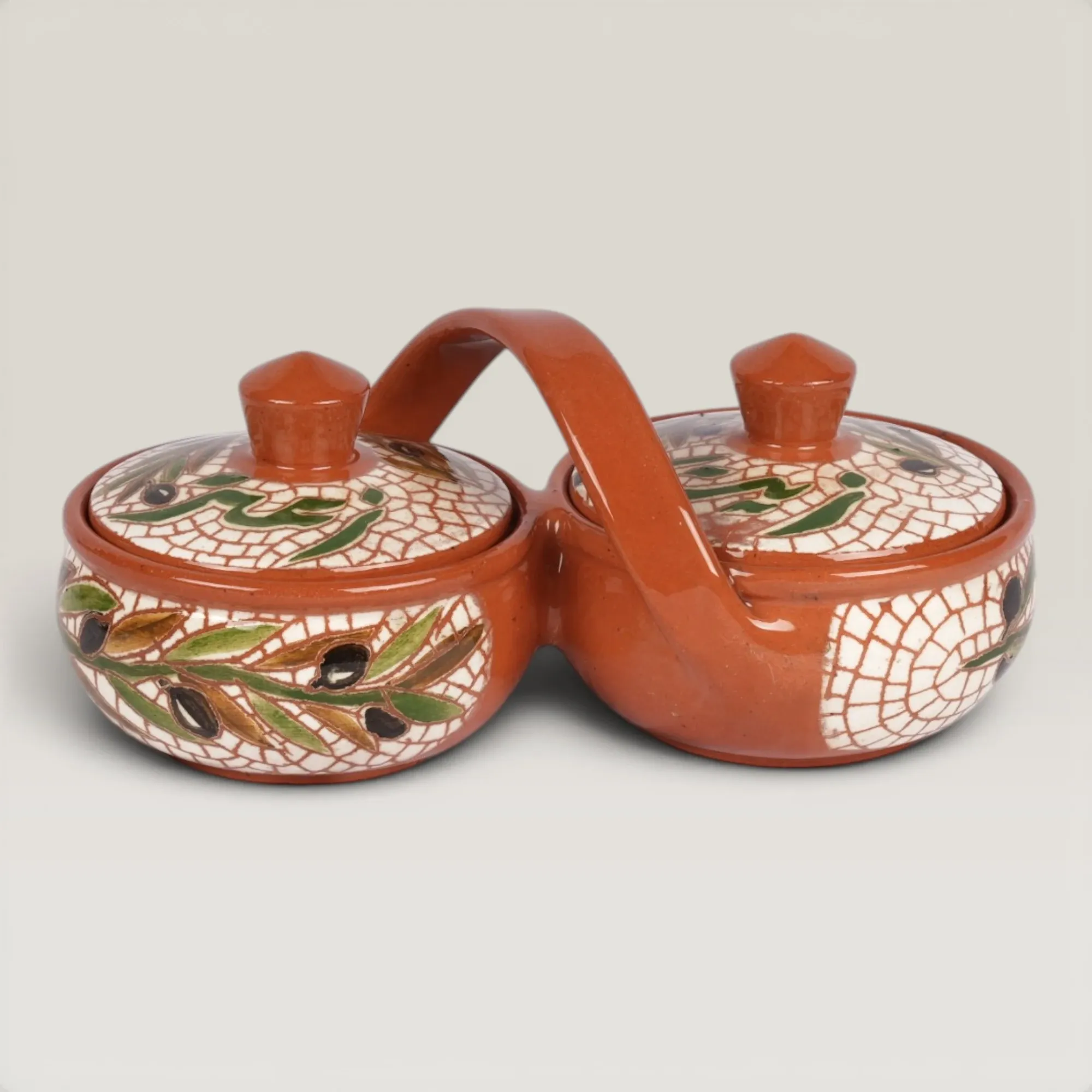 Handmade Ceramic Dual Cup Bowl Set (with Handle) with Size Options
