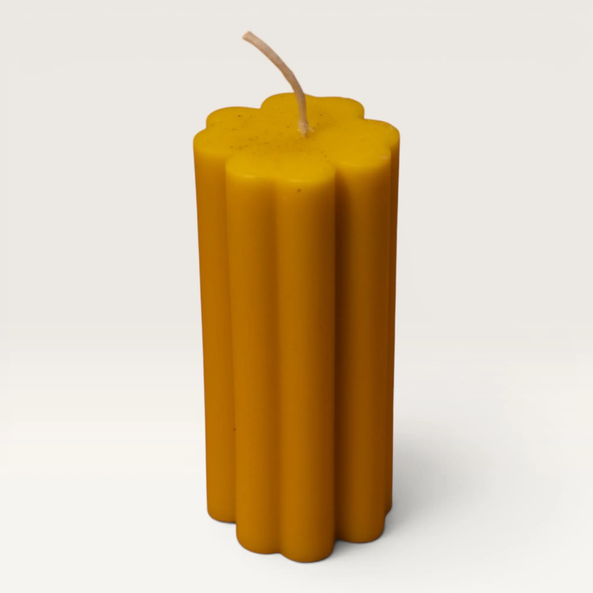 Handmade Striped Candle in Yellow – 125 g for Home Décor and Gifting