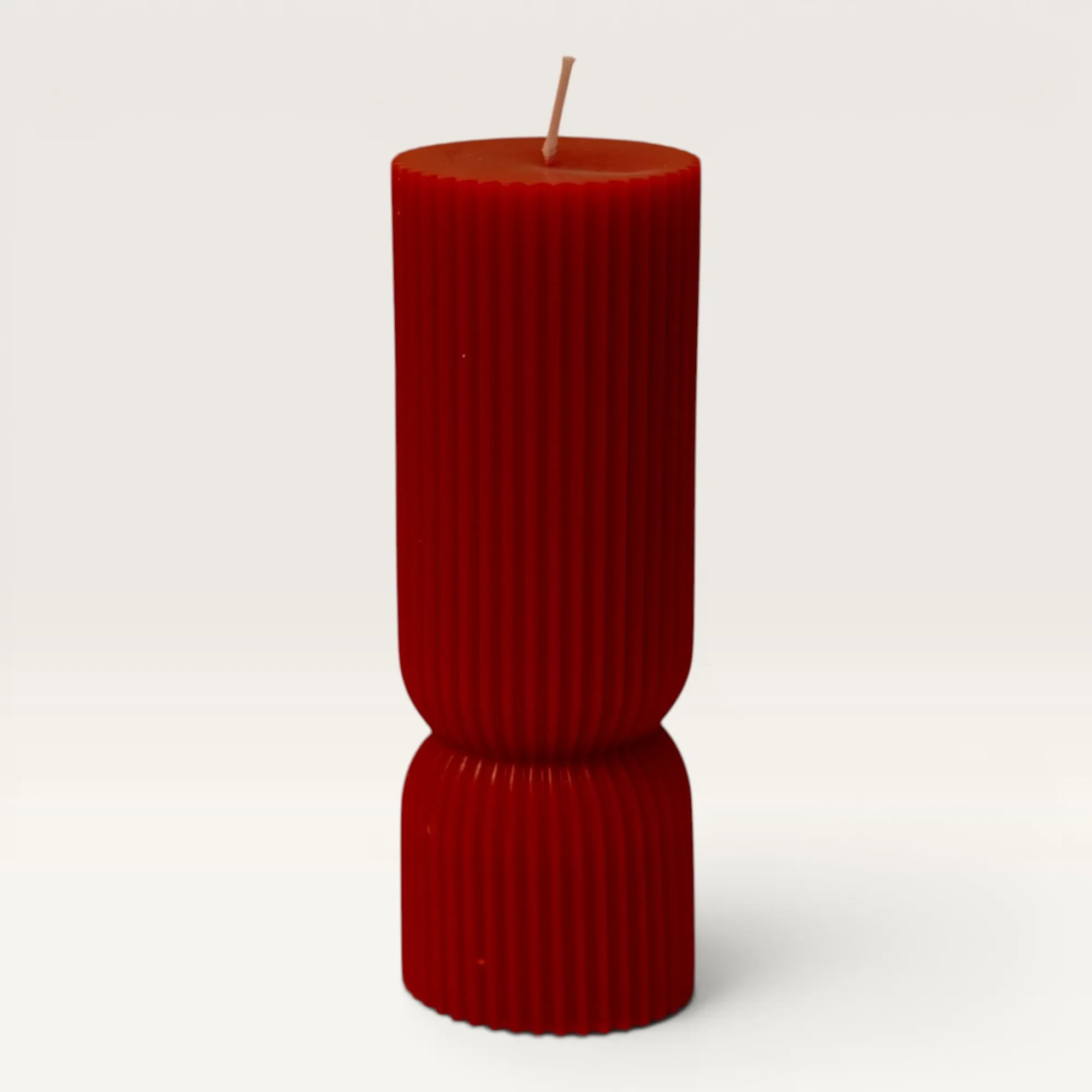 Handmade Ribbed Hourglass Candle in Cherry Available in Two Sizes