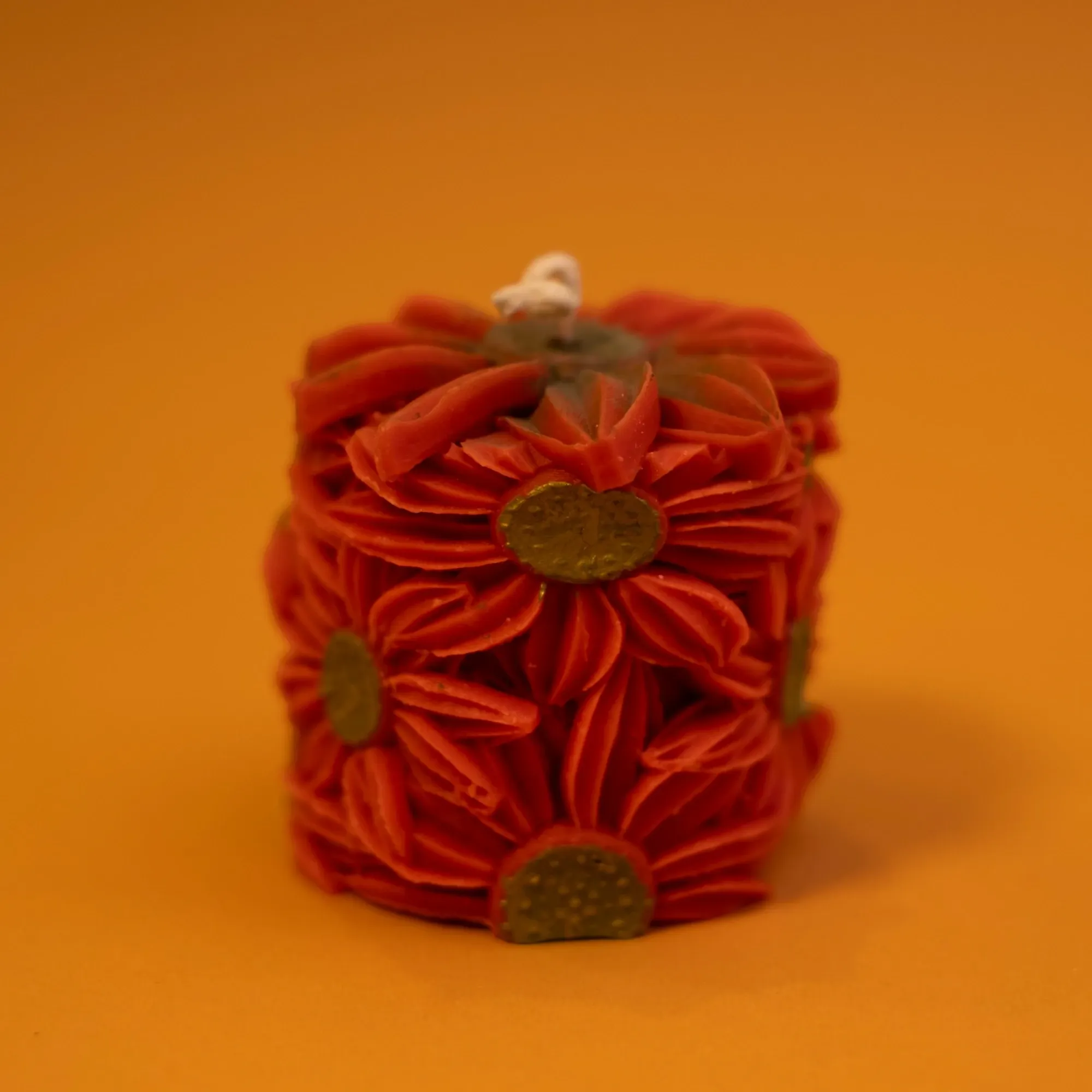 Handmade Floral Bouquet Pillar Candle in Red – 150 g
