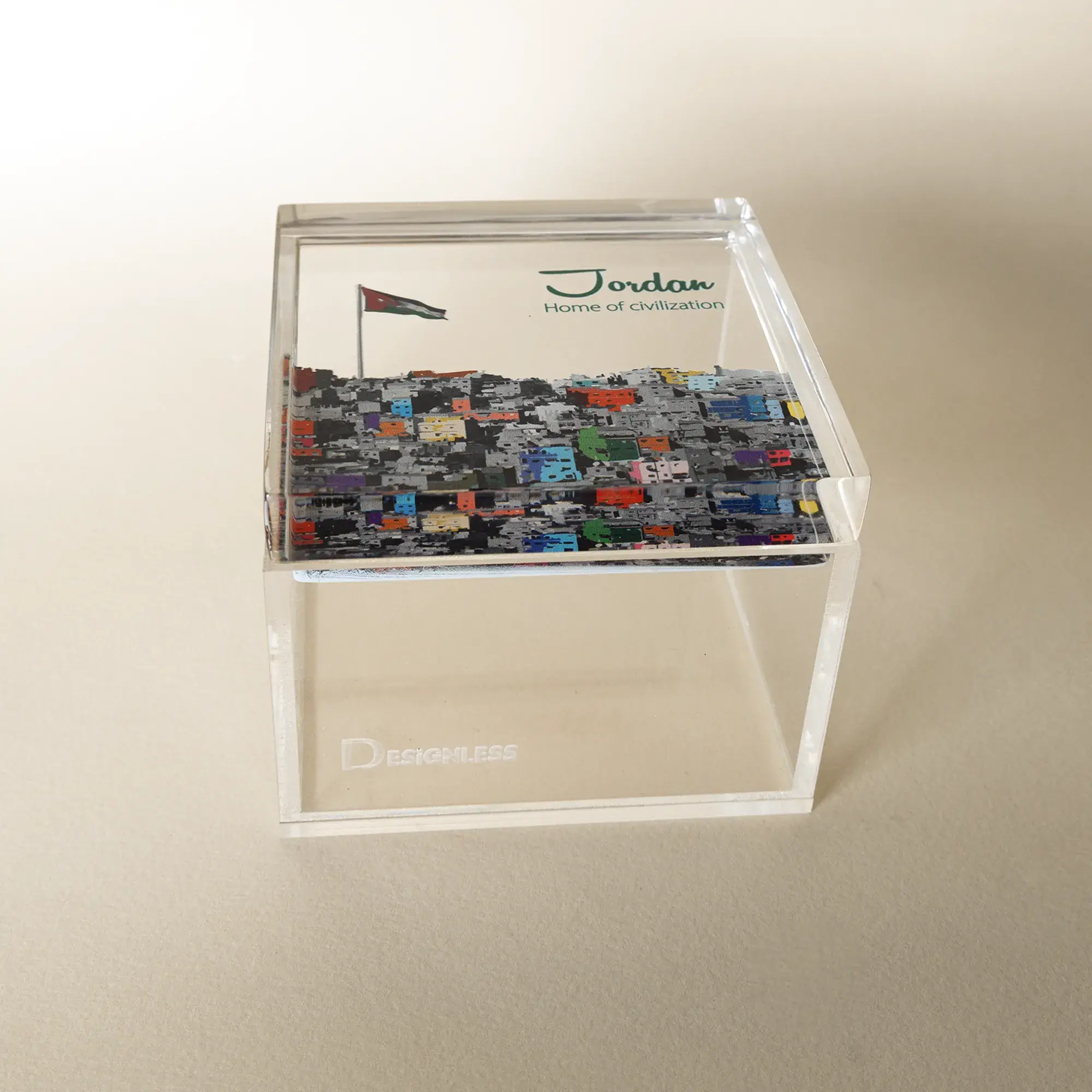 Amman Cityscape Clear Acrylic Keepsake Box – 10 x 10 x 8 cm